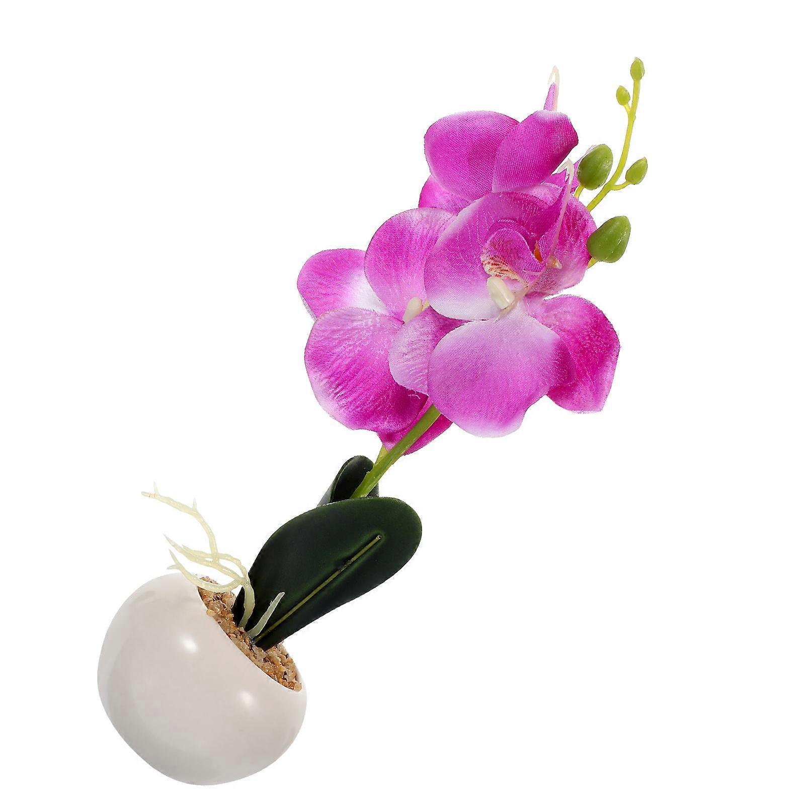 Desktop Flower Arrangement Ornament Phalaenopsis Bonsai Purple Cloth Material For Living Room 25.00X12.50X7.50cm 1Pack