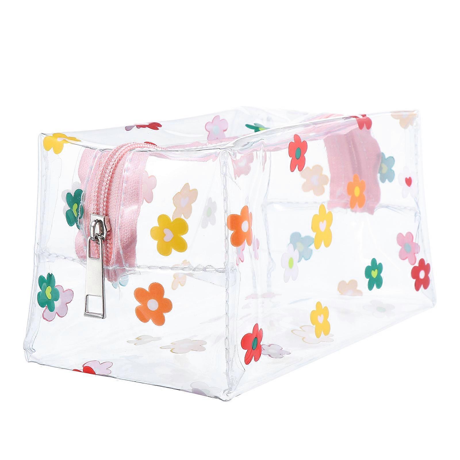 Transparent Cosmetic Bag with Creative Patterns Portable PVC Toiletry Case for Travel & Daily Use for Women