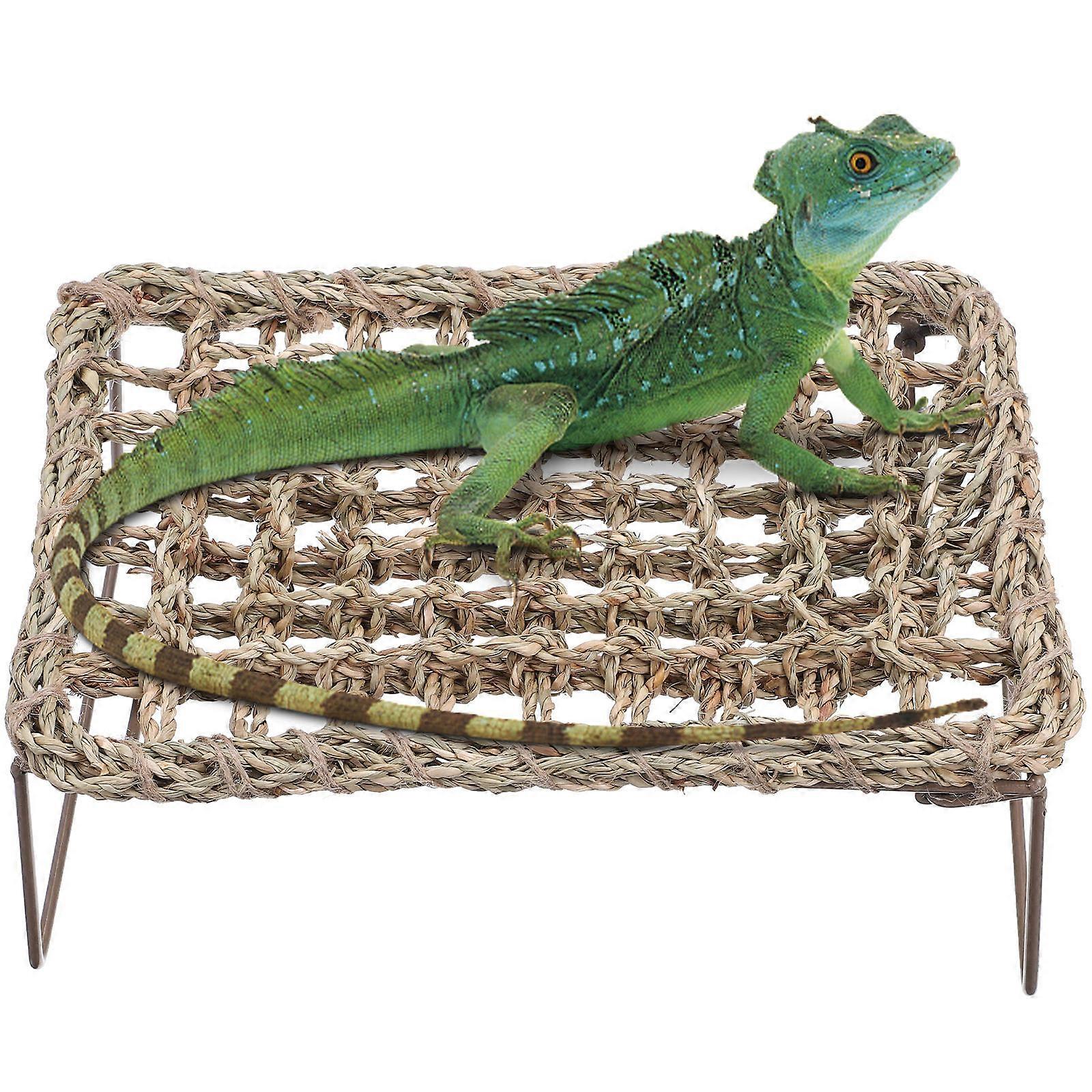 Handwoven Natural Reptile Hammock for Bearded Dragons – Breathable Lounger Bed, Removable & Washable Climbing Resting Mat for Lizard Habitats