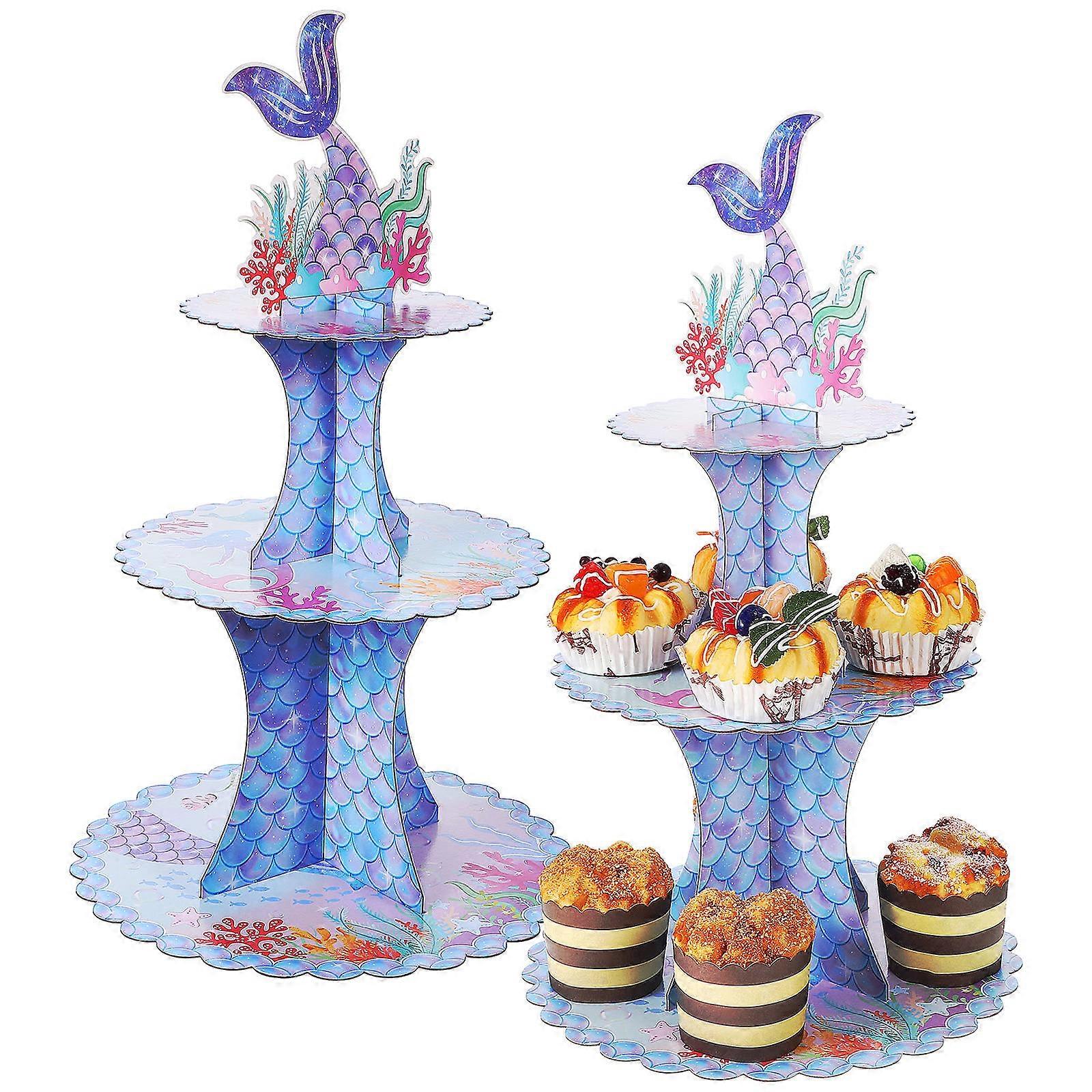 Dessert Tiered Stand Cupcake Stands Party Decoration Assorted Color 28.00X28.00X0.40cm Dessert Display 2Pcs