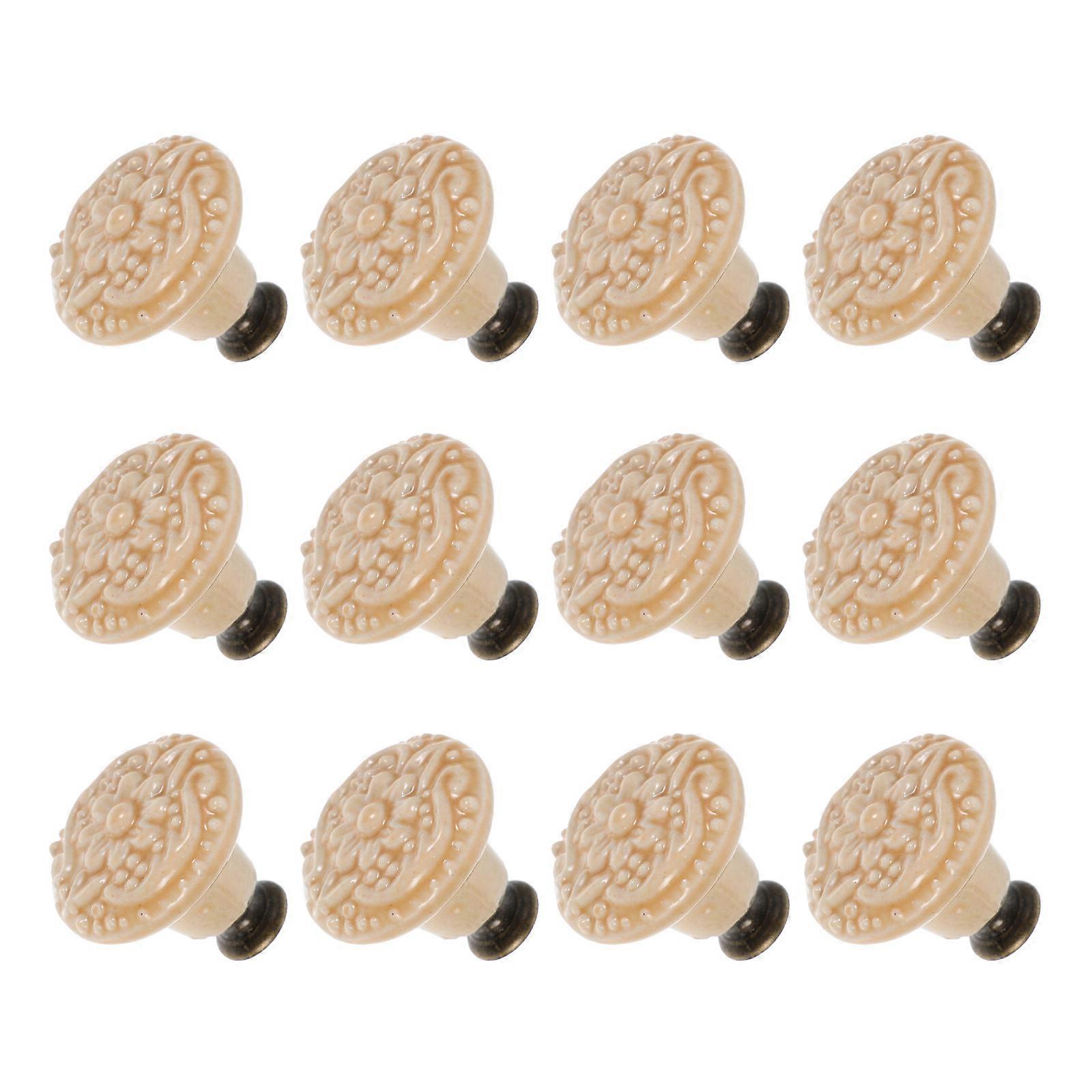 Ceramic Kitchen Cabinet Knobs Floral Drawer Pulls Homeowners DIY Enthusiasts Vintage Charm 12Pcs