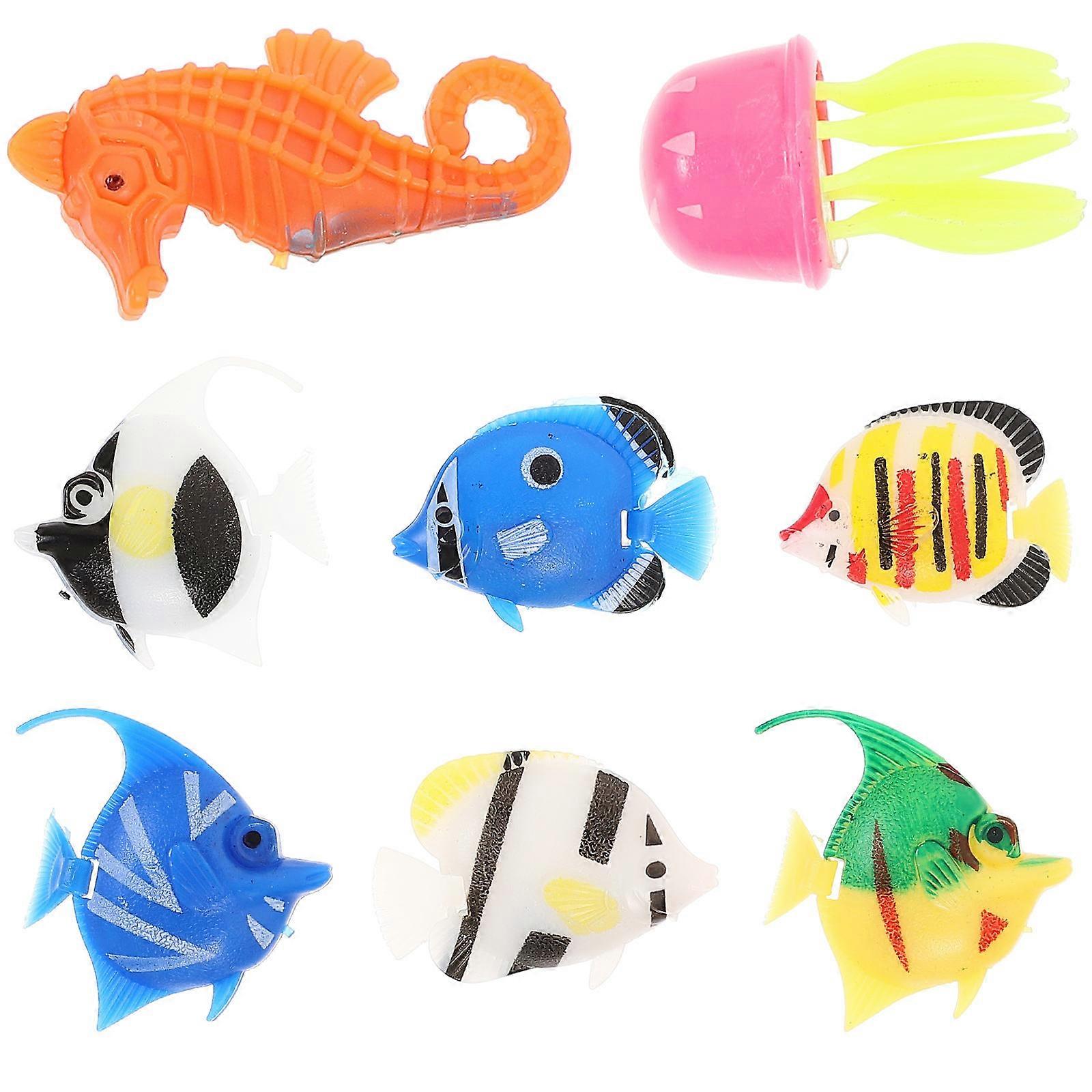 Plastic Floating Fish Simulated Fish Adornment Home Decoration .5X4X1.2CM Floating 8Pcs