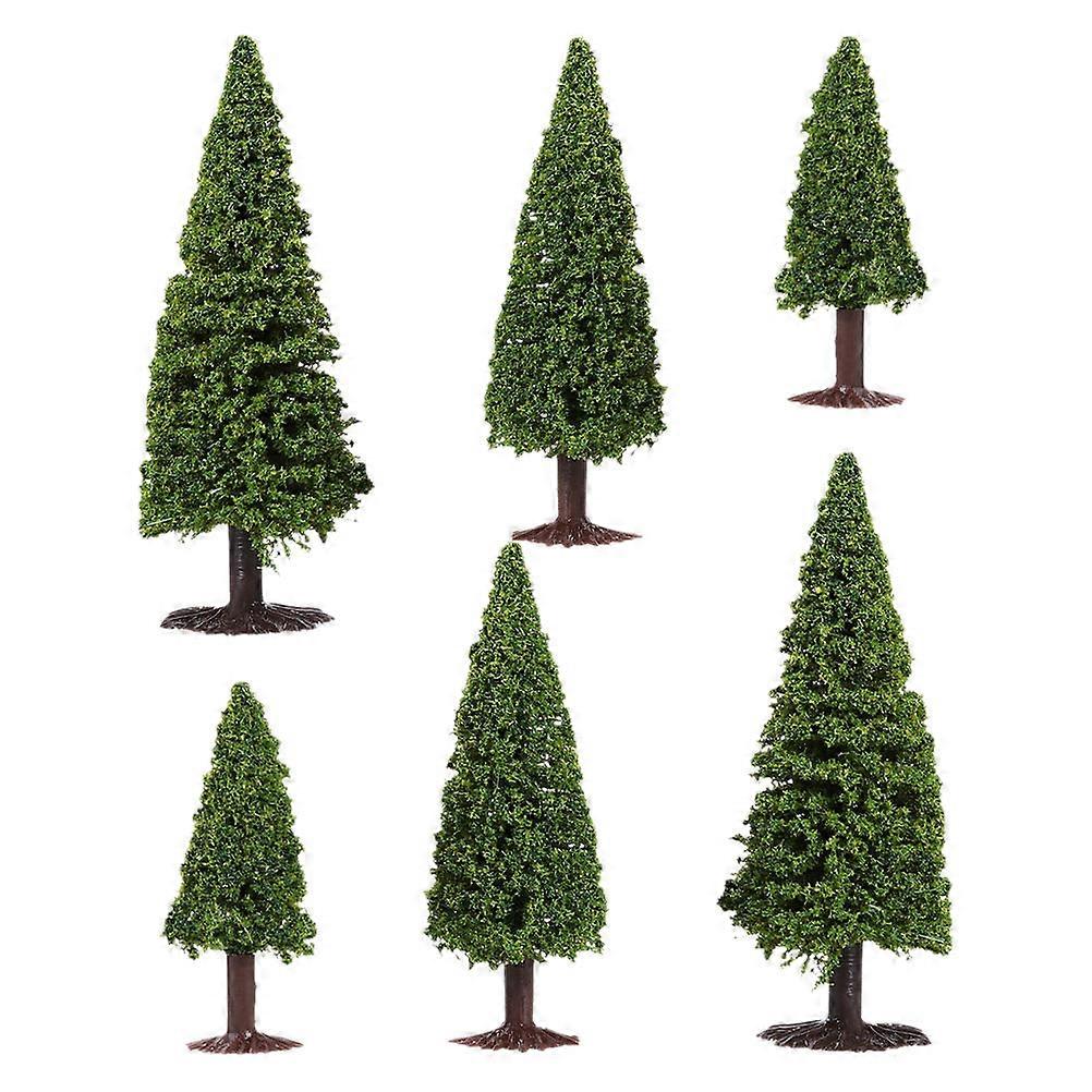 6pcs Miniature Pine Trees for Model Train Scenery, Diorama Landscape, Realistic Greenery Decoration for Architecture Scene Layout