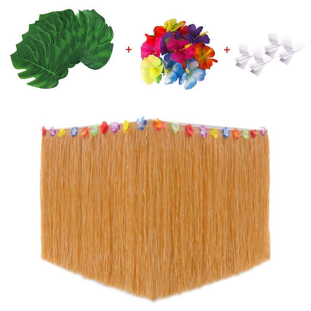 Table Skirt with Simulation Monstera for Luau Celebration Rectangle Shape Assorted Color 276 x 75 Cm 41Set