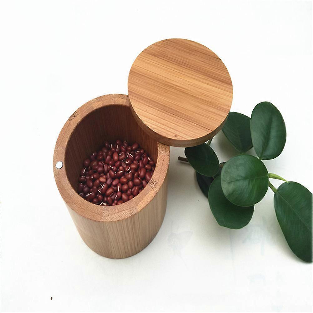 צנצנת תבלינים כלי שולחן במבוק ציוד למטבח 3.5X3.5X2.8 אינץ' סיר תיבול חום בהיר בצורת ריבוע 1 חבילה