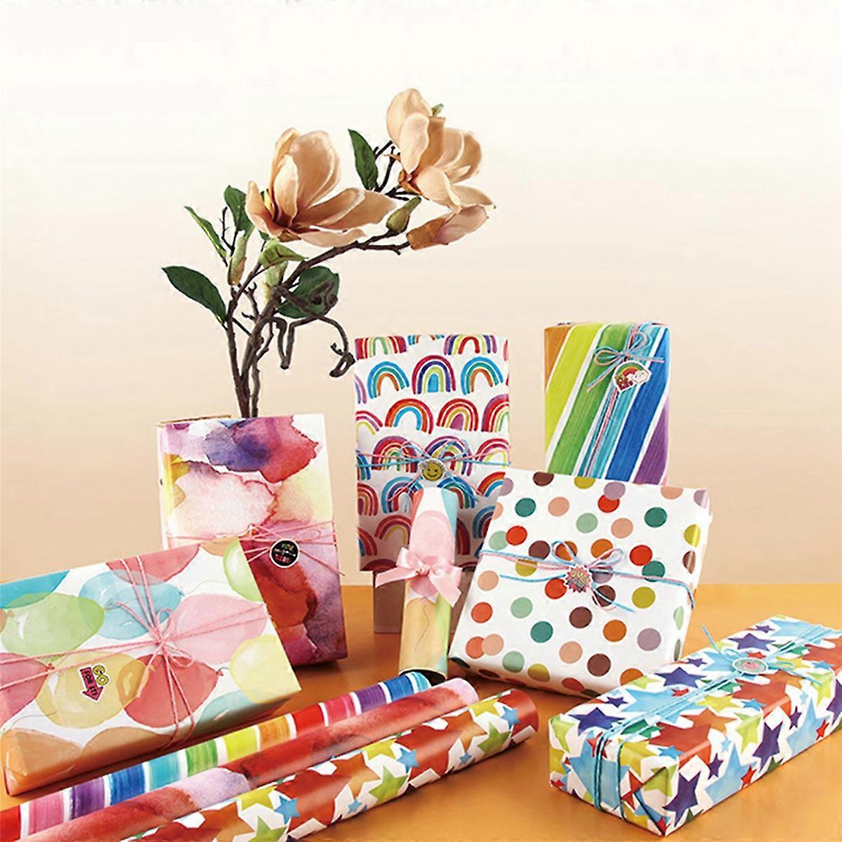 Rainbow Birthday Wrapping Paper,for Gift Wrap Decoration Occasions