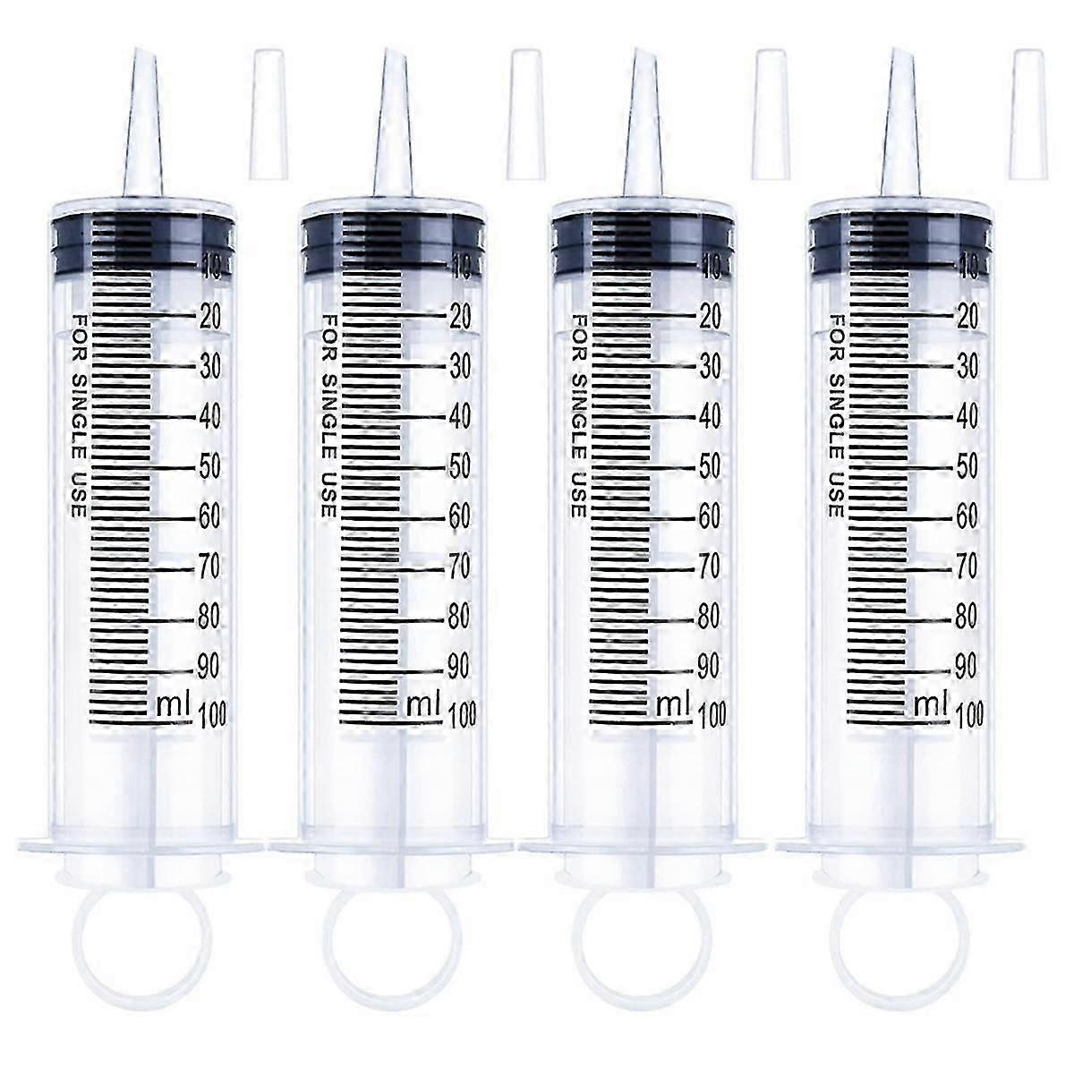 4 Συσκευασία 100Ml Σύριγγα με Καπάκι, Ατομικά Αποστειρωμένες Σφραγισμένες Πλαστικές Υγρές Σύριγγες Καθετήρας Tip wit-2025-ss