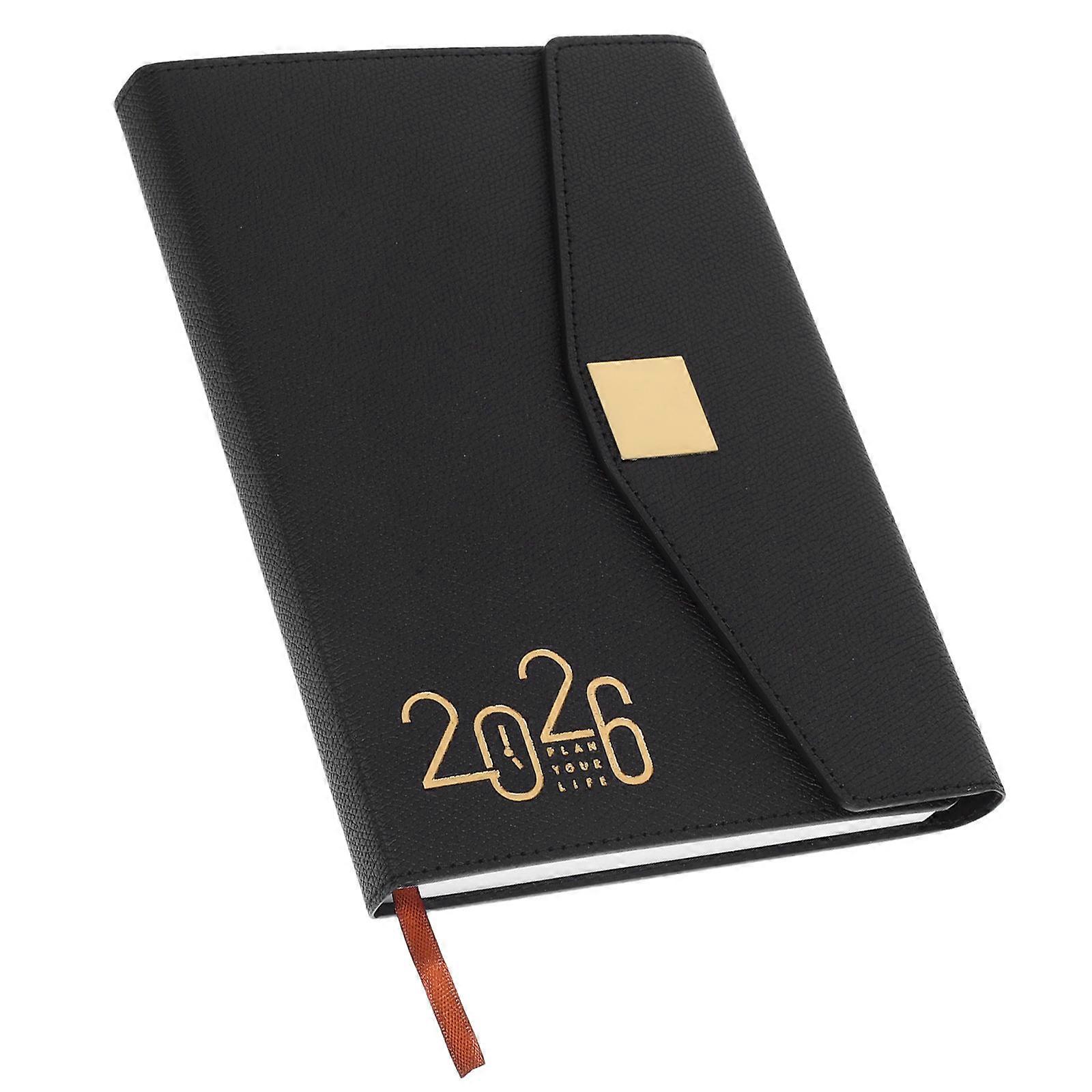 Schedule Daily Planner Modern Style 2026 Thick Paper Prevent Ink Bleed For Office Home Use Black 8.3×6.2×0.9in Task Tracking 1Pack