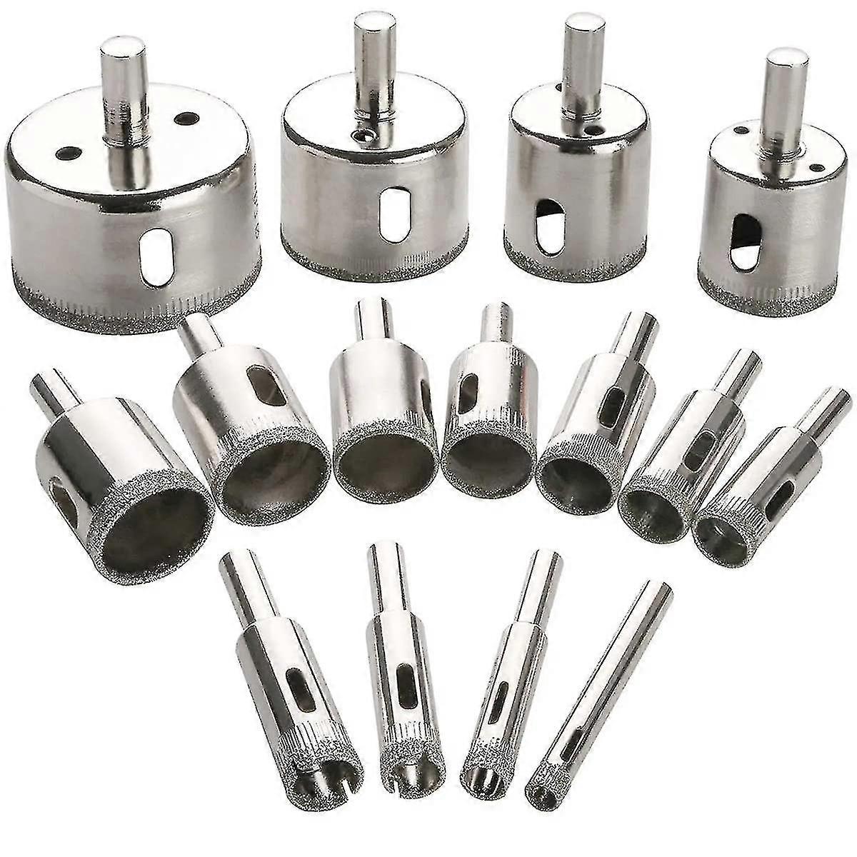 Diamond Drill Bits, 15 Piece Diamond Hole Saw Drill Bit Set for Tile Planters