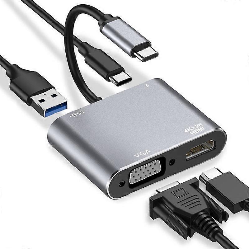 TypeC to VGA docking station HDMI converter mobile phone transfer monitor projector adapter computer