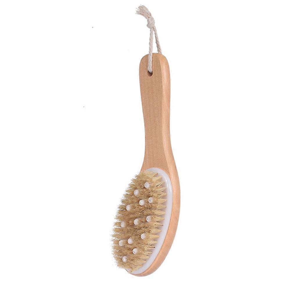 Exfoliating Oval Wood Handle Bristle Shower Use For Adults 1Set