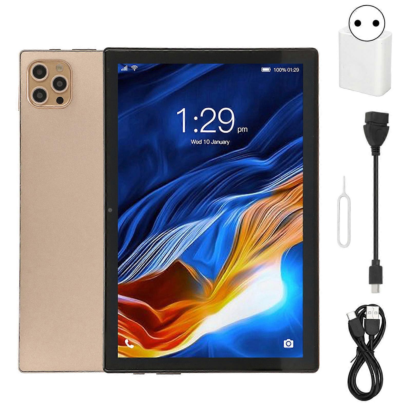 10.1 inch Tablet, 6GB RAM, 128GB ROM, 1960 x 1080 IPS Screen, 2.4GHz & 5GHz Wi-Fi Calling, Android 12 Support, EU Plug 100-240V