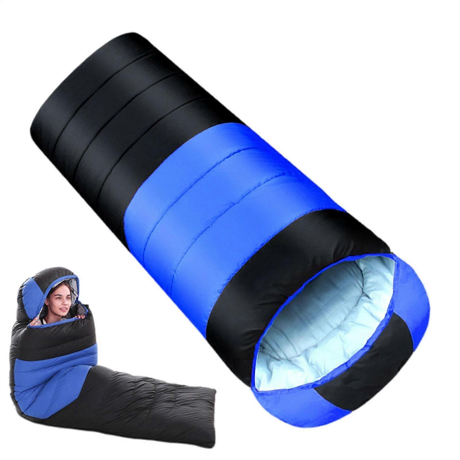 Sleeping Bag for Cold Weather Hiking, Lightweight Winter Sleeping Bag 50°F-68°F, Blue Compression Bag with Drawstring 1450g
