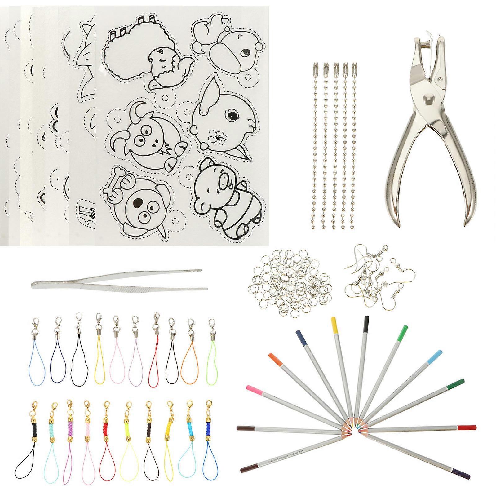 Crafting Kits Heat Shrink Plastic Sheet Kit Diy Accessories Craft Projects Assorted Color 14.5X20CM 0.1CM Thick 1 Set