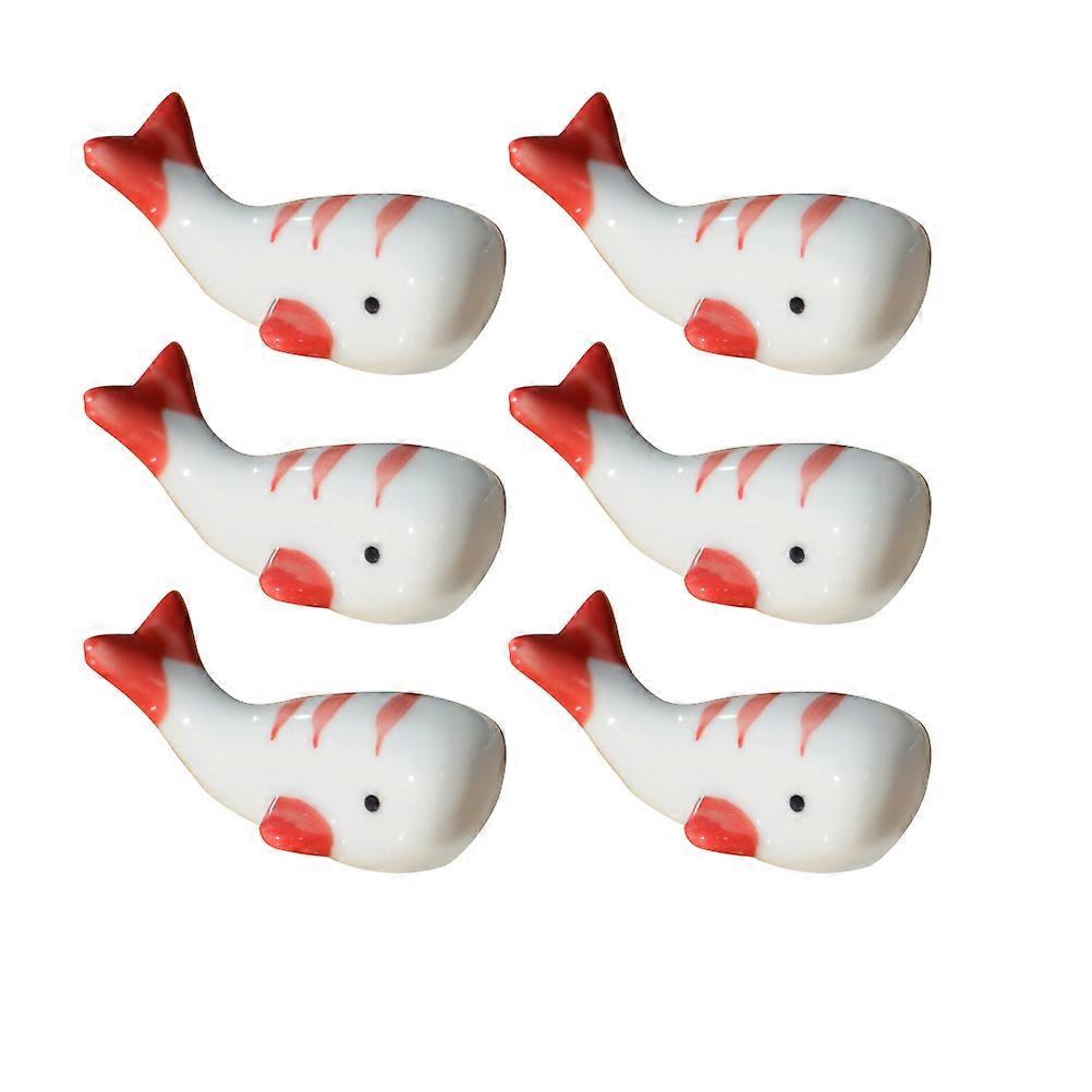 Ceramic Chopsticks Rest Cute Whale Shape Wedding Tableware 5.2*3cm Prevent Rolling 6Pcs