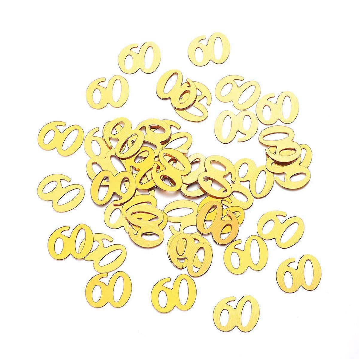Party Glitter Confetti Golden Number 60 Table Confetti 1200Pcs for Birthday Anniversary
