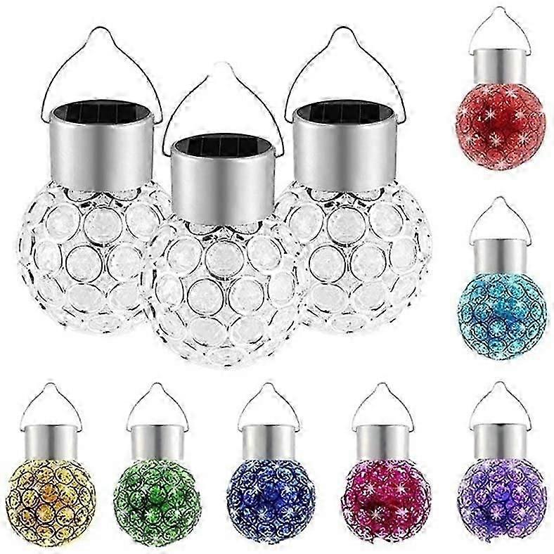 3-pack Hanging Solar Garden Lights With Colour Changing Bulbs - Waterproof