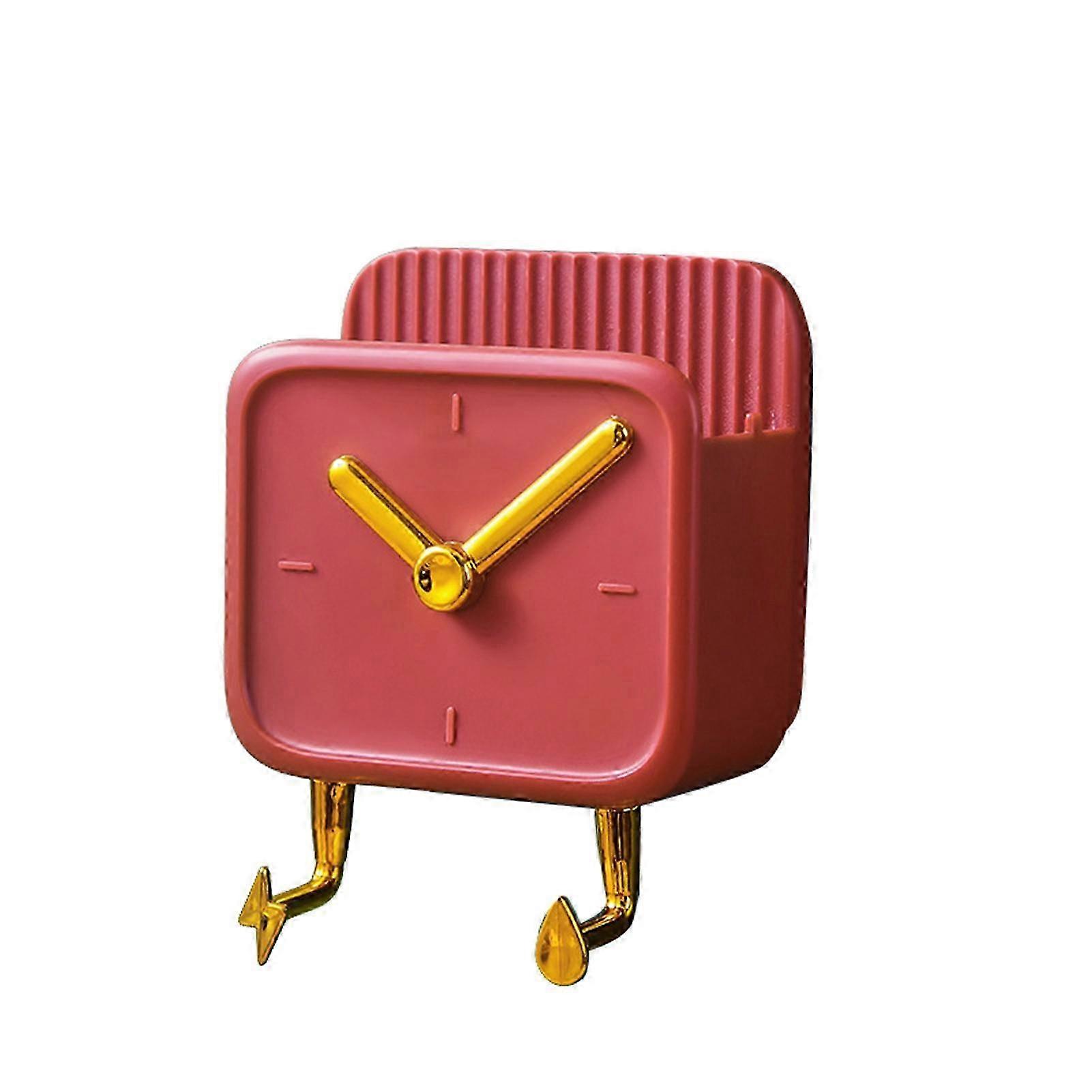 Wall Mounted Storage Box PP Clock Shaped Multifunctional Container with Hooks for Dormitory Bedside