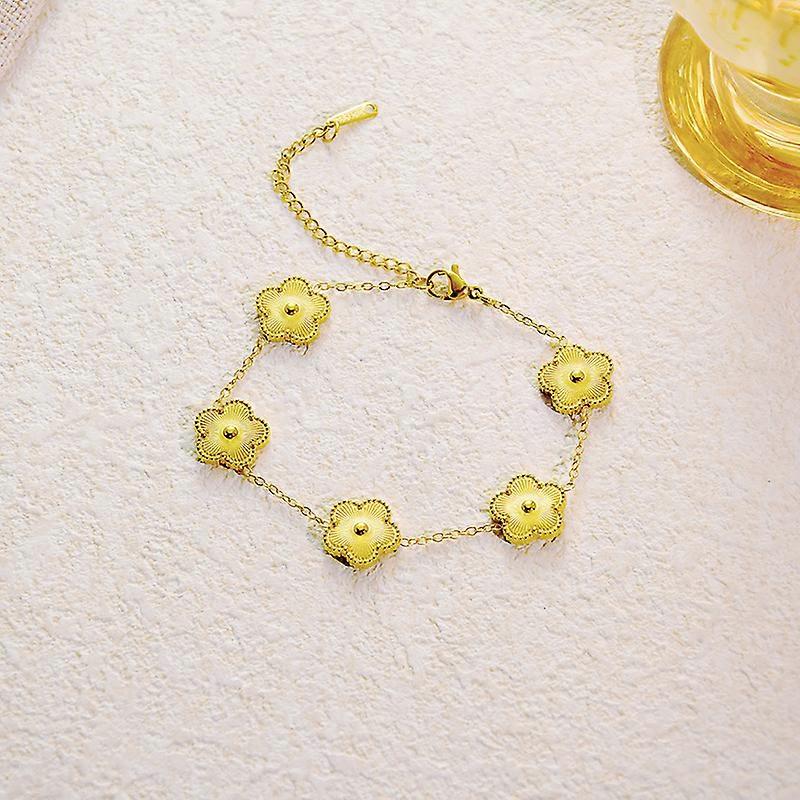 Titanium steel lucky clover five-leaf flower bracelet simple and versatile light luxury high-end double-sided mother-of-pearl bracelet