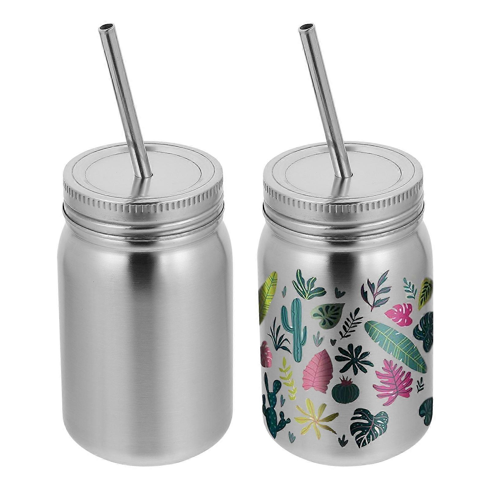 Blank Mugs For Sublimation Thermal Sublimation Transfer Cups Hotel Use Silver 14.5x8cm 700ml Cold Drink Container 2 Sets