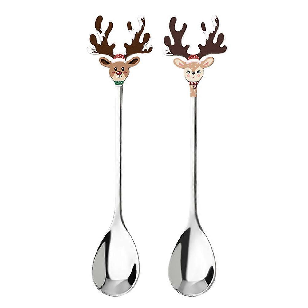 Halloween Coffee Spoons Reindeer Dessert Ice Cream Spoons Home Users 14.20X2.40X0.50CM Ice Cream Serving 2Pcs