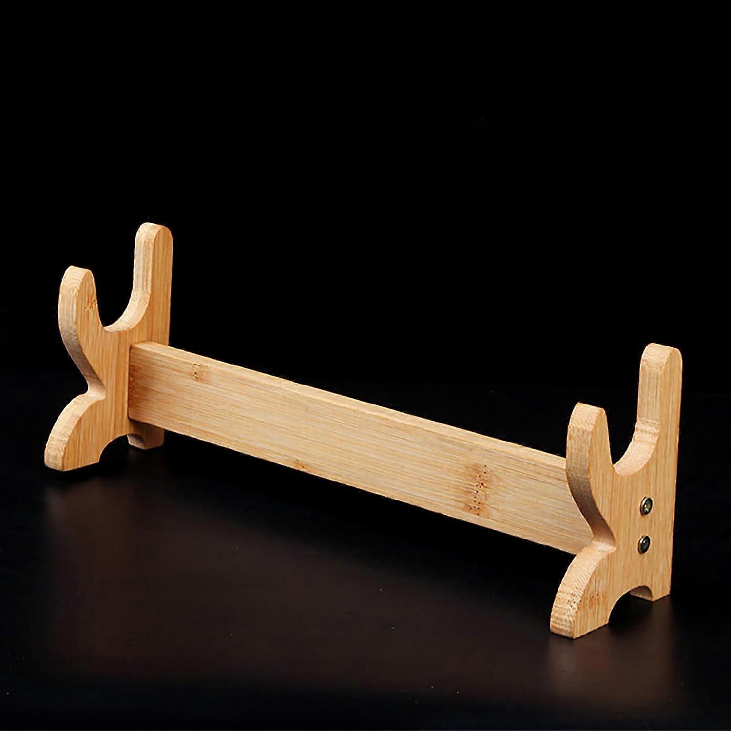 Single Layer Solid Wood Display Stand, Natural Bamboo Sword Stand, Weapon Stand
