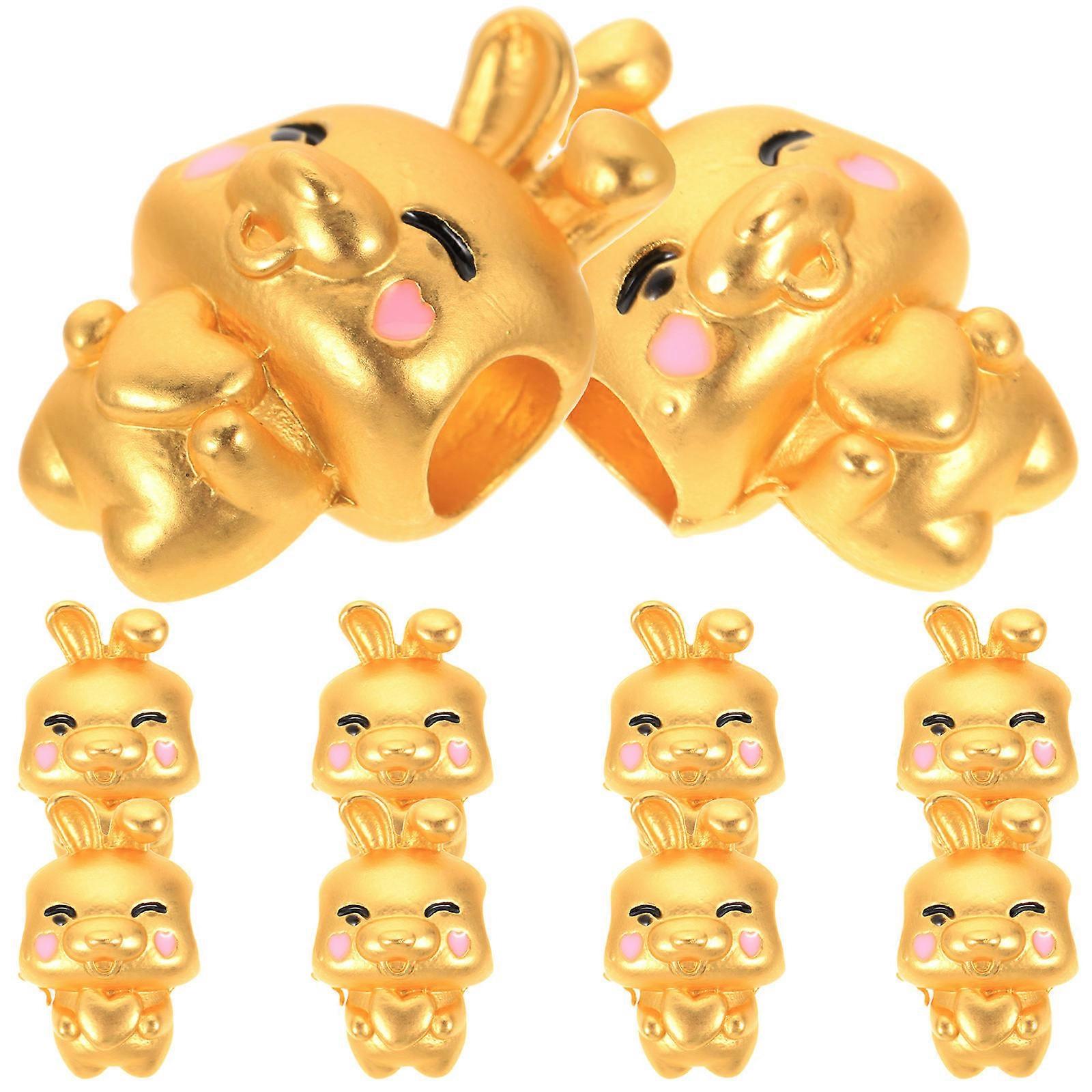 Spacer Beads For Bracelet Making Bunny Bead Jewelry Making Diy Enthusiasts Golden 1.5X0.9Cm 10Pcs