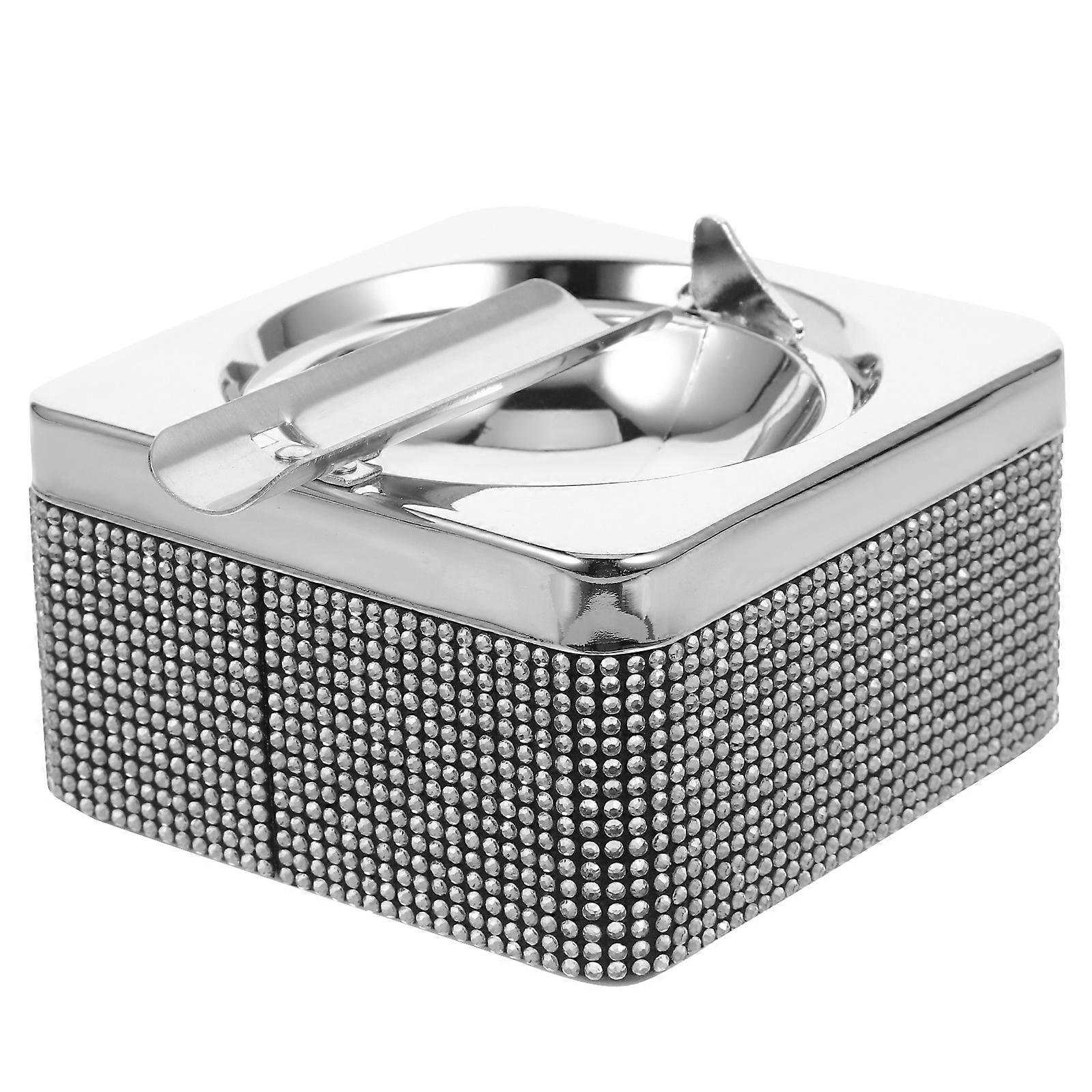 Elegant Compact Rhinestone Ashtray for Car Travel with Slip Base – Decorative Indoor Outdoor Use for Smokers