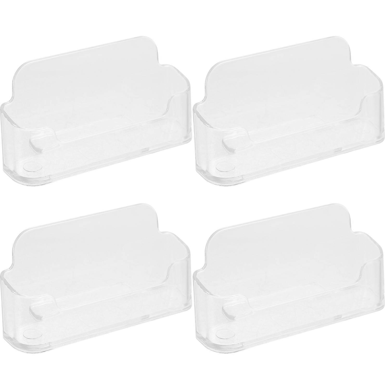 4pcs Transparent Business Card Holders – Compact Desk Display Cases for Office Use, Easy