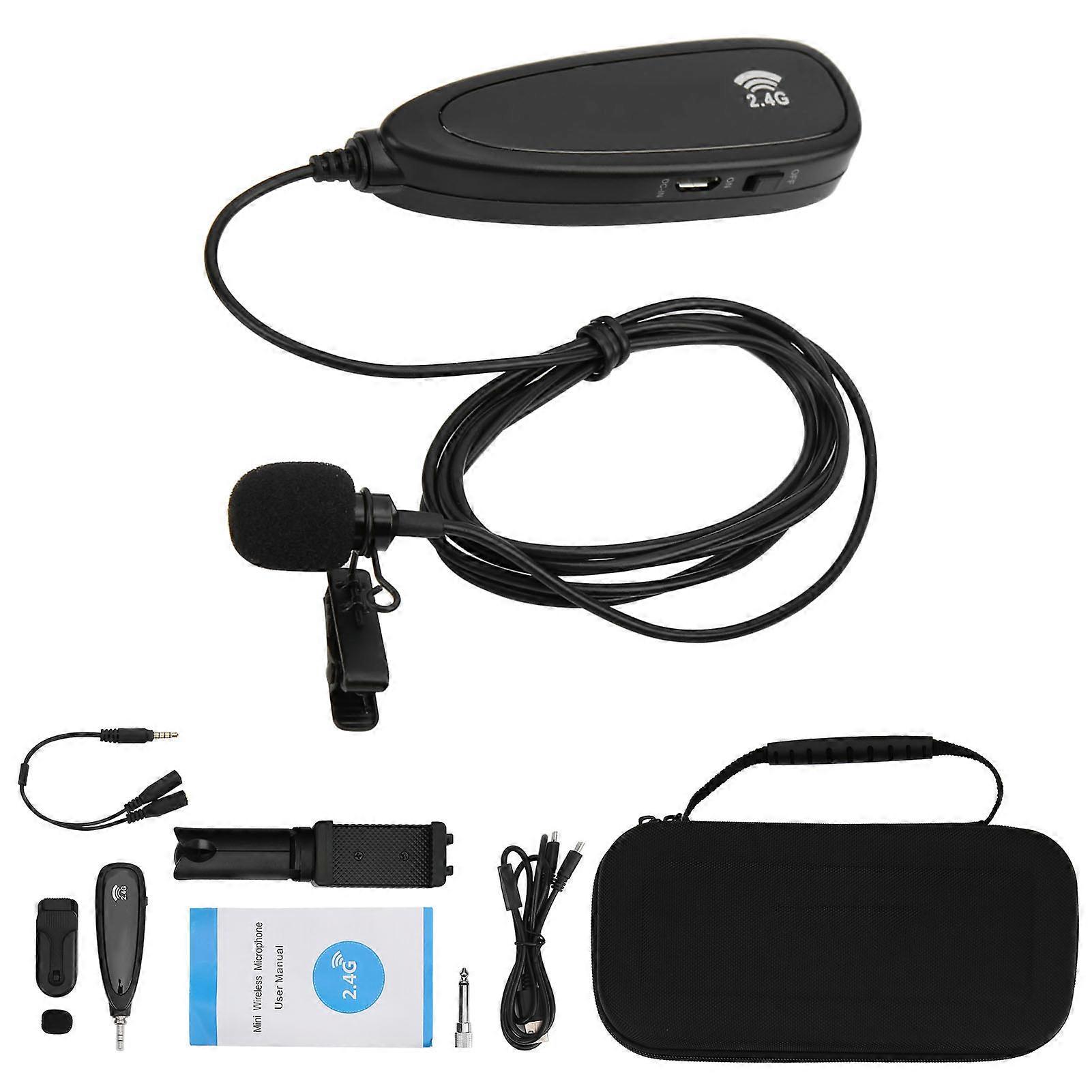 Wireless Lavalier Microphone Omnidirectional Condenser Lapel Mic Vlog Video Interview Recording
