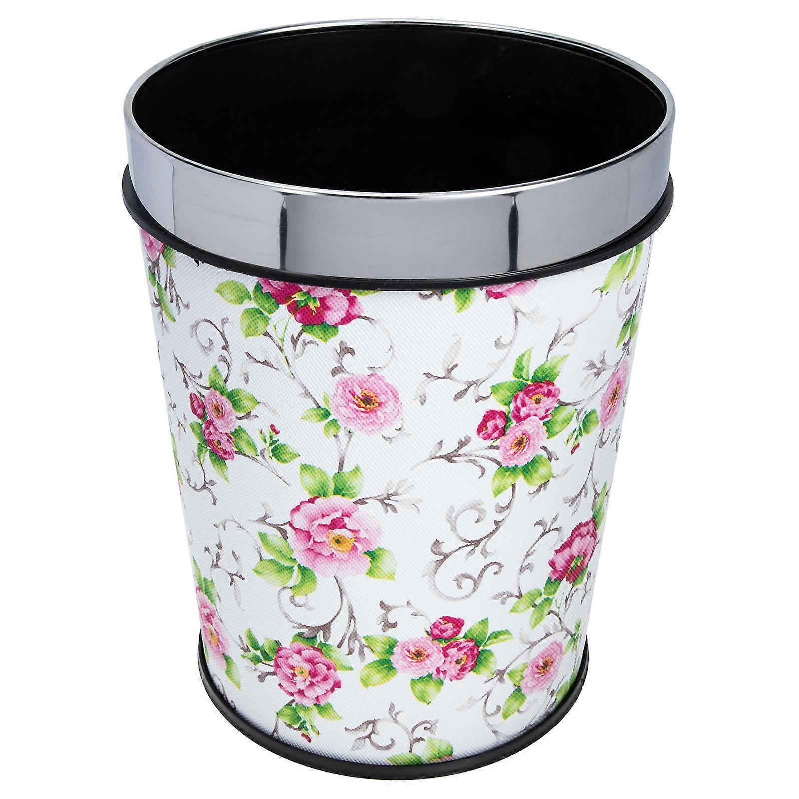 Vintage Storage Bin Waste Paper Bucket Homeowners Bathroom Use Round Shape Plastic 25.5x20.5cm Drop Resistance 1Pack