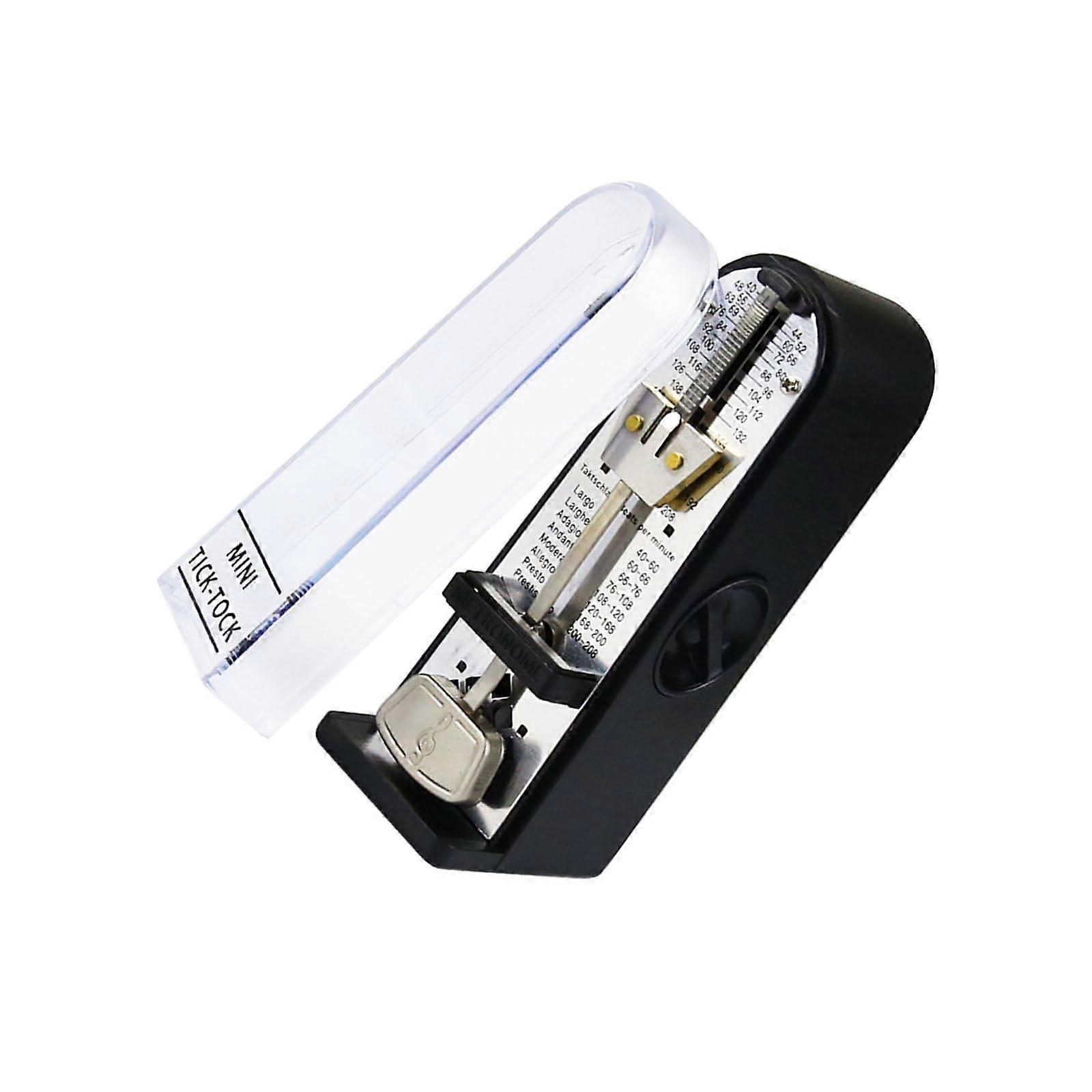 Inline Guitar Metronome with Mechanical Pendulum for Guitar, Bass, Piano, Violin, Musical Instruments, Pocket Metronome Black