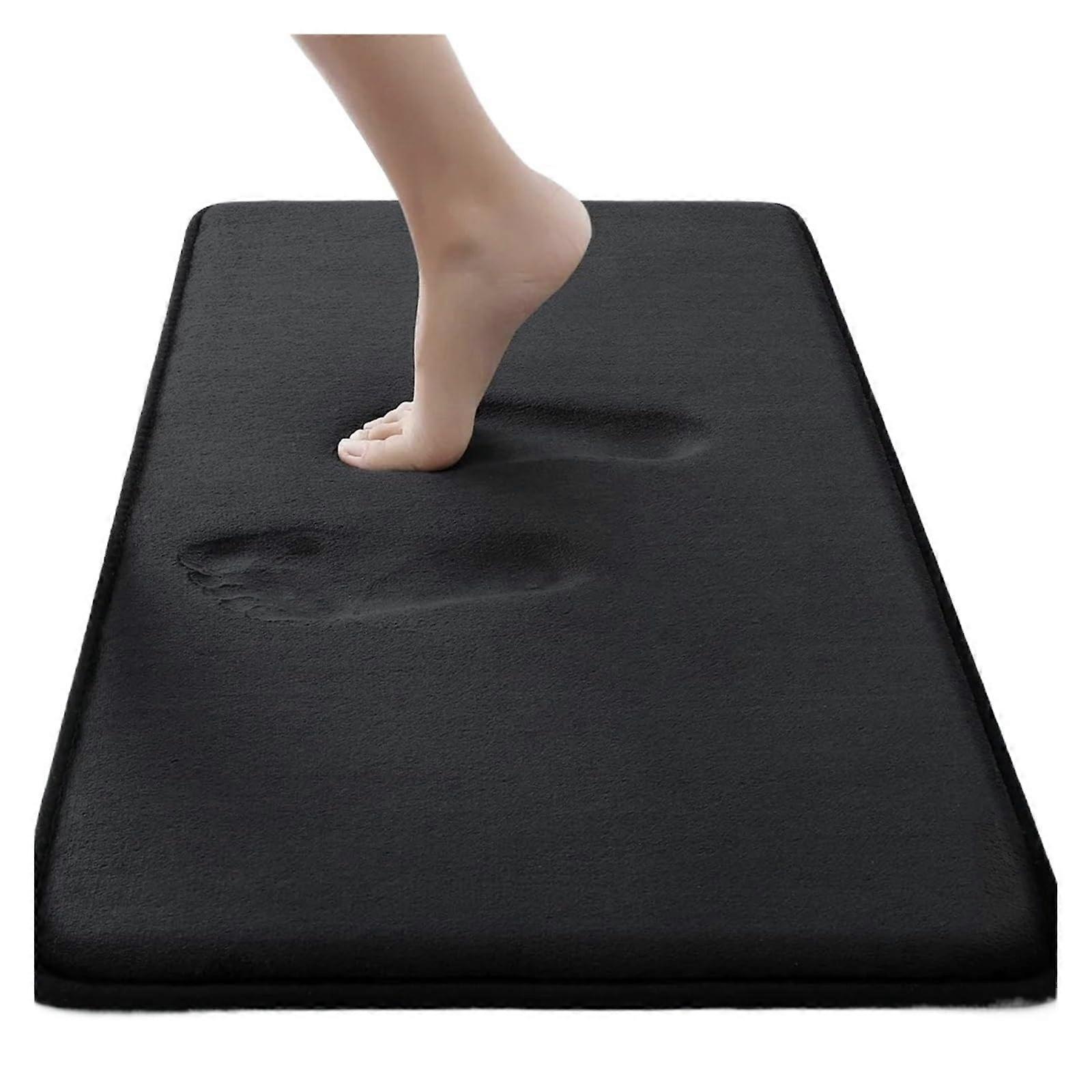 Badvorleger Absorbent Bathroom Mat Memory Foam Rug NonSlip (Black01, 61x91cm)