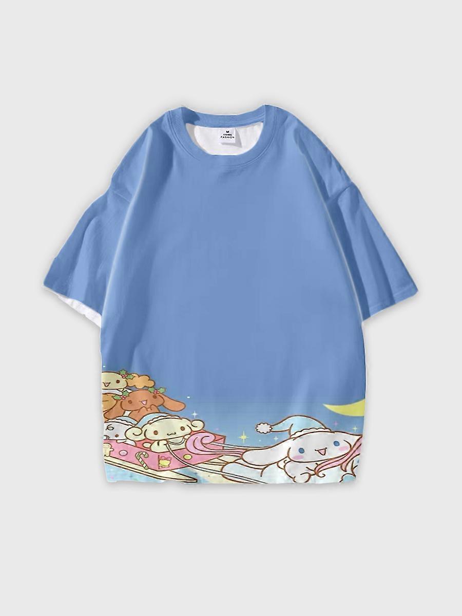 T-shirt girocollo Cartoon Pattern manica corta sciolta JW959
