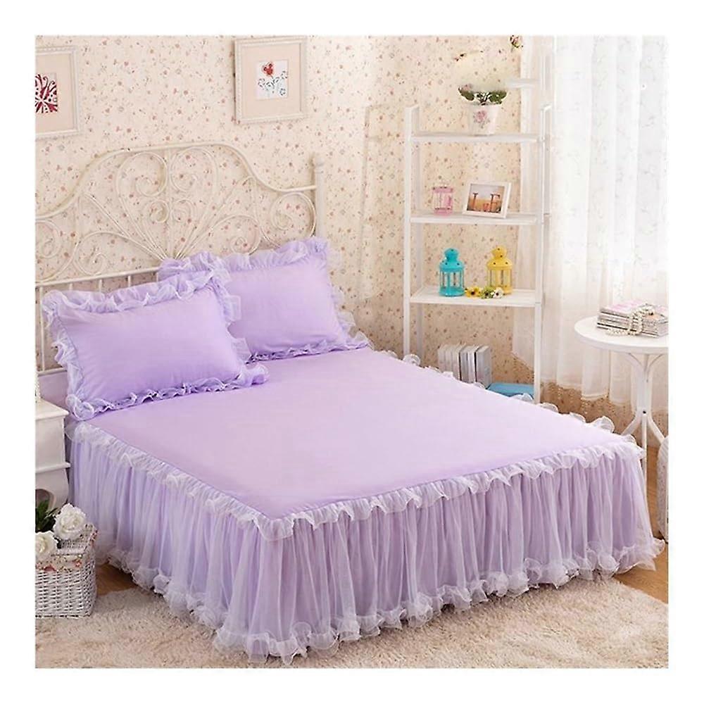 Rosa Spitze Lotusblatt Spitze Bedspreads Princess Style Solid Color Duvet Cover Bedspread NonSlip Sheet Without Pillowcase (02, 120 x 200 cm 1 Piece)