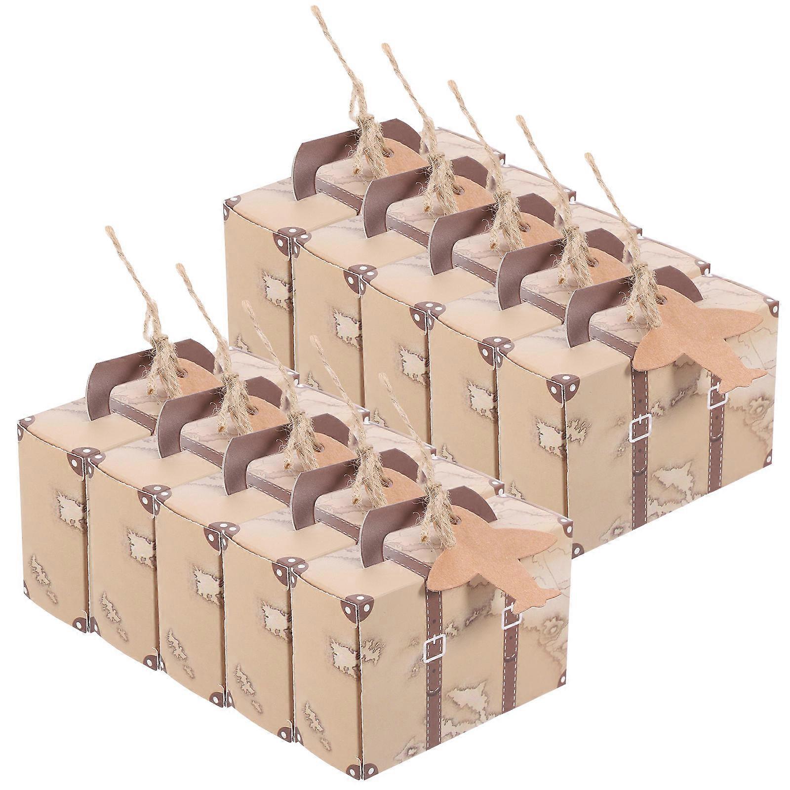 Vintage Suitcase Favor Boxes Paper Candy Boxes Wedding Decorations Retro Yellow present Packaging 50Pcs