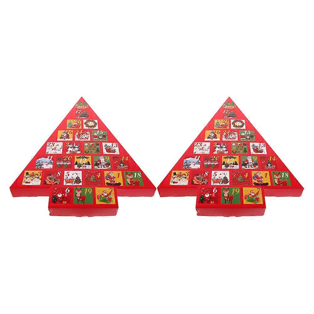Festive Cheer Advent Calendar Box Standout Christmas Holiday Decor Rectangular Red 41.00X33.00X3.50CM 2PCS