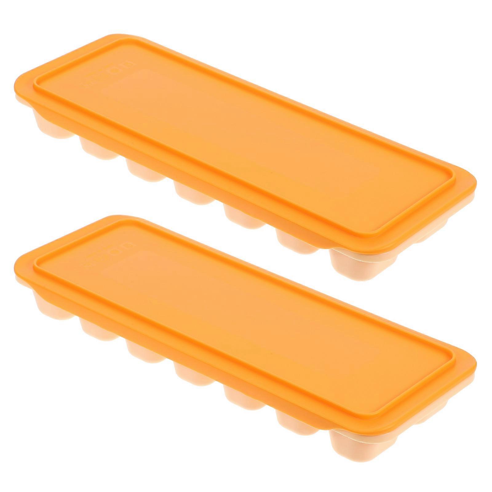Ice Cube Molds Orange Ice Cube Maker for Storage Use 2Pcs Set