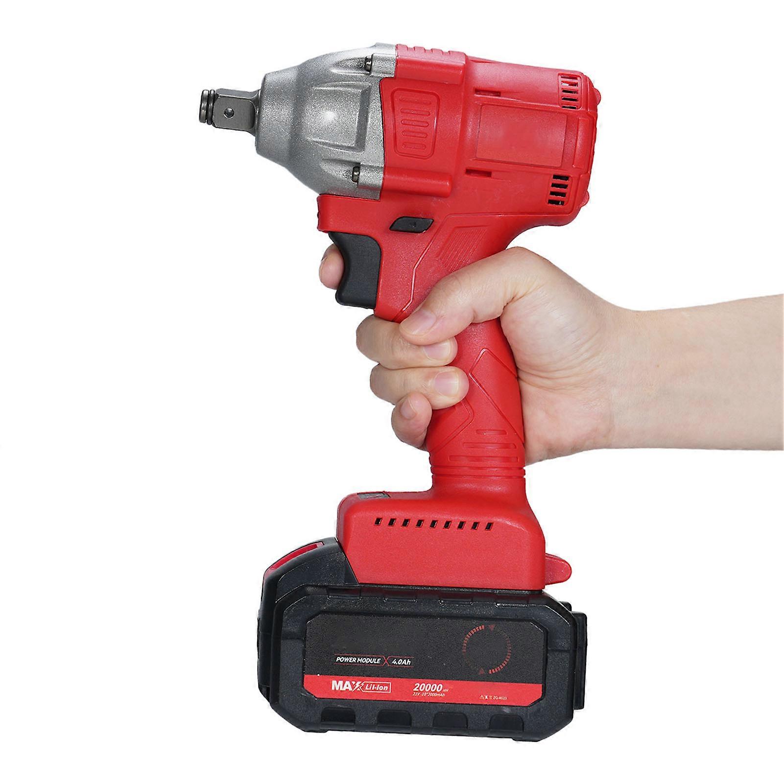 21V Cordless Brushless Impact Wrench with 1/2in Chuck 320N.m Torque 1980W Handheld Power Wrench Kit Electric Screwdriver Variable Speed with 4.0Ah Li
