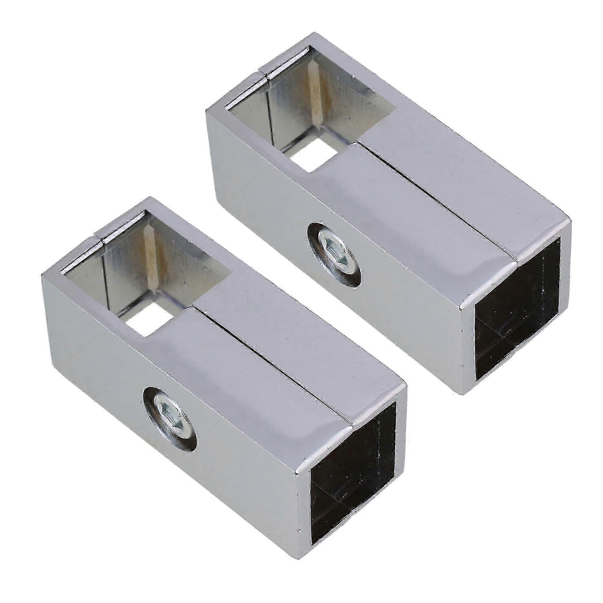 2 Pieces Silver Square Tube Connector 2 Way Clamp Rack Fitting For 2.5cm Pipe