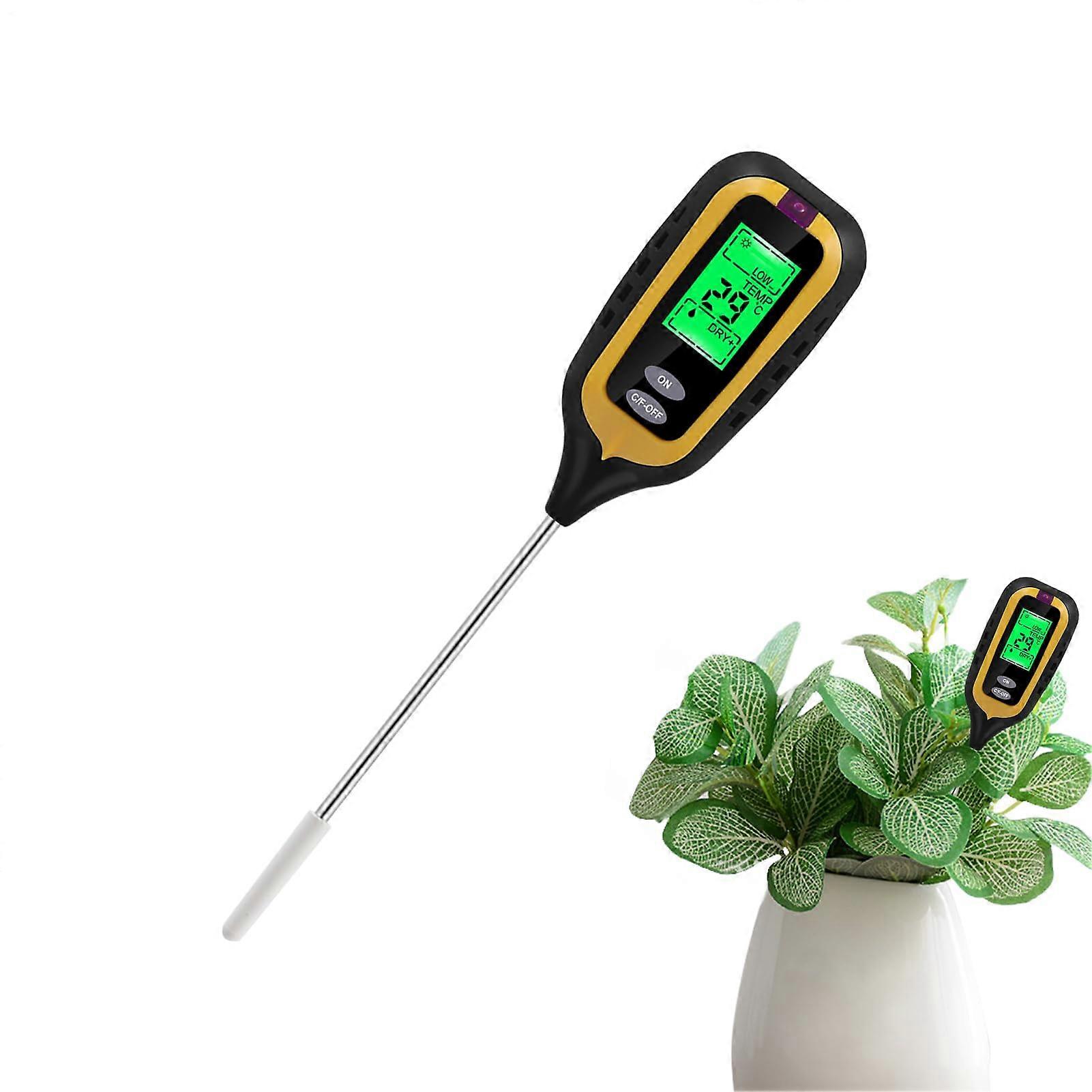 4 in 1 Soil Moisture Tester with pH Light Temperature Sensors for Potted Plants Digital Hygrometer Tool