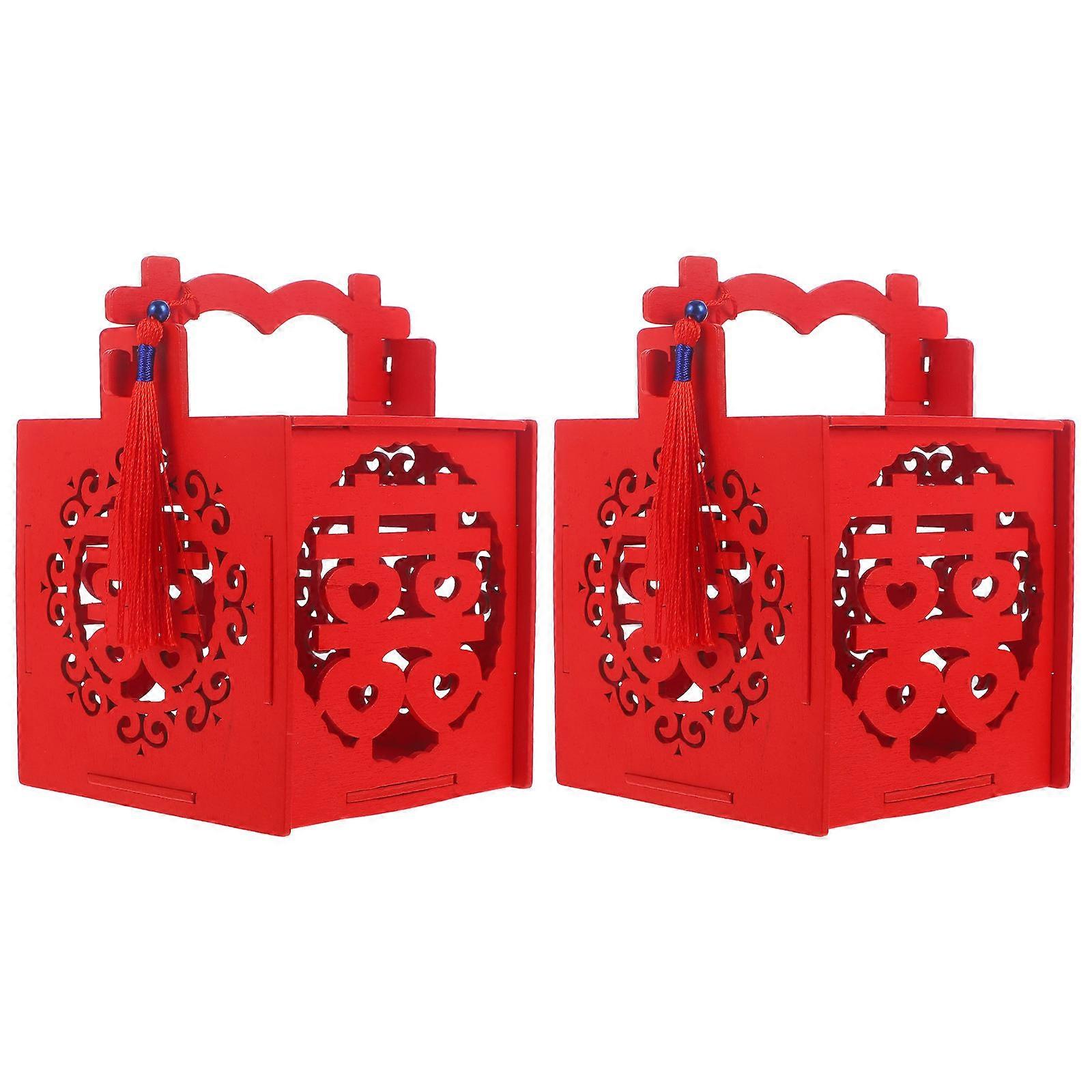Portable Gift Container Chinese Style Candy Box with Red Bead Tassel for Holding Candy Great for