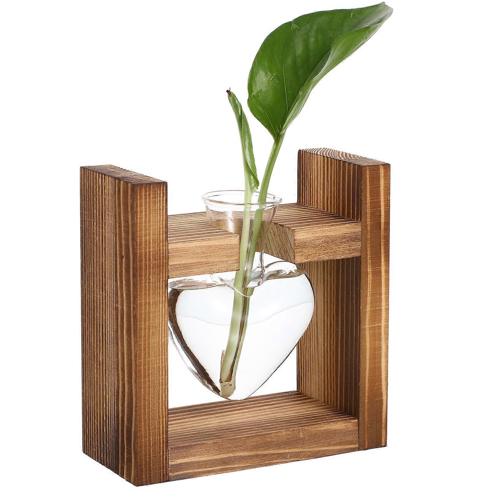 Wooden Vase 1Pcs Multi Color Unique Heart Shape Hydroponics Planter Storage