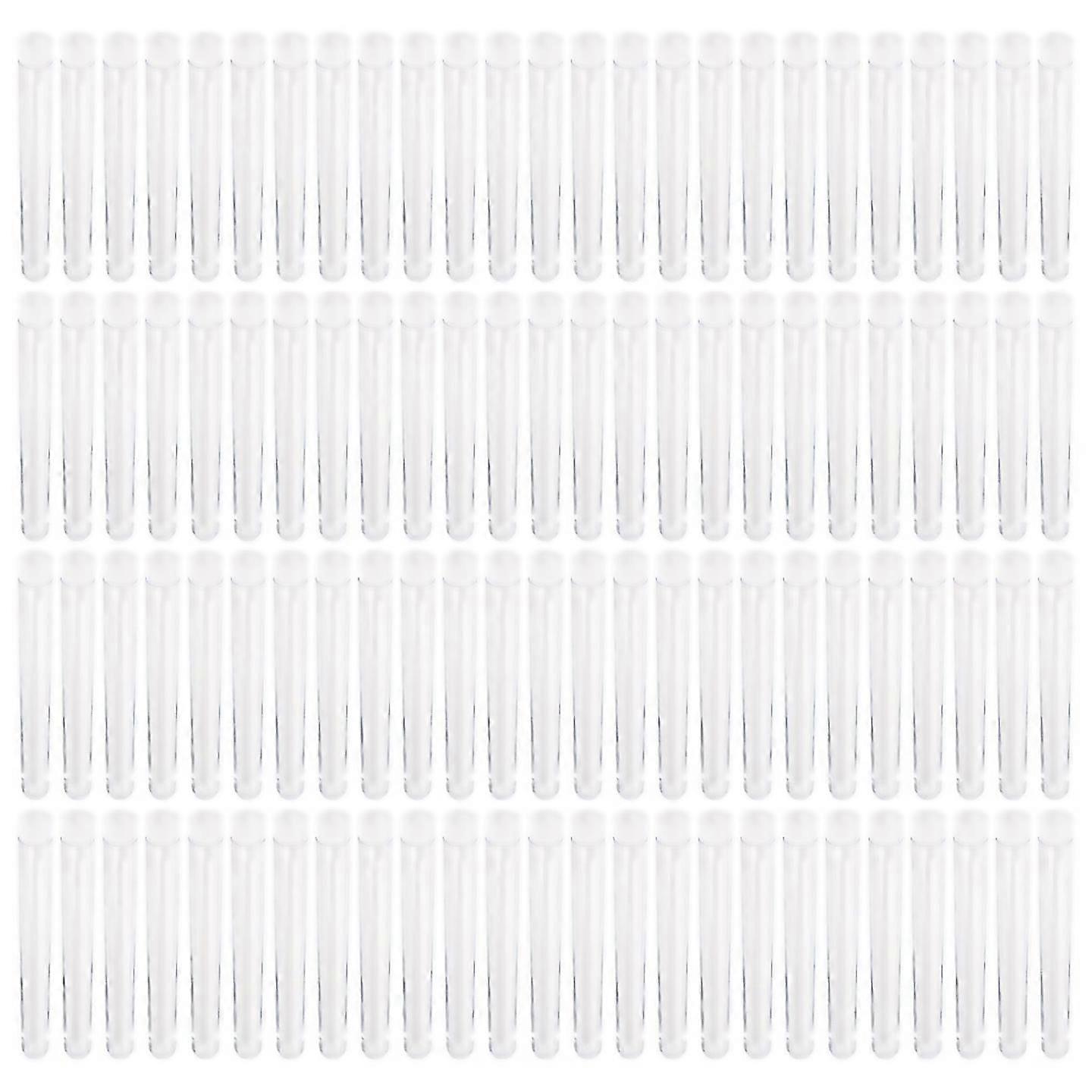 For 100pcs 12x100mm Laboratory Clear Plastic Test Vials With Push