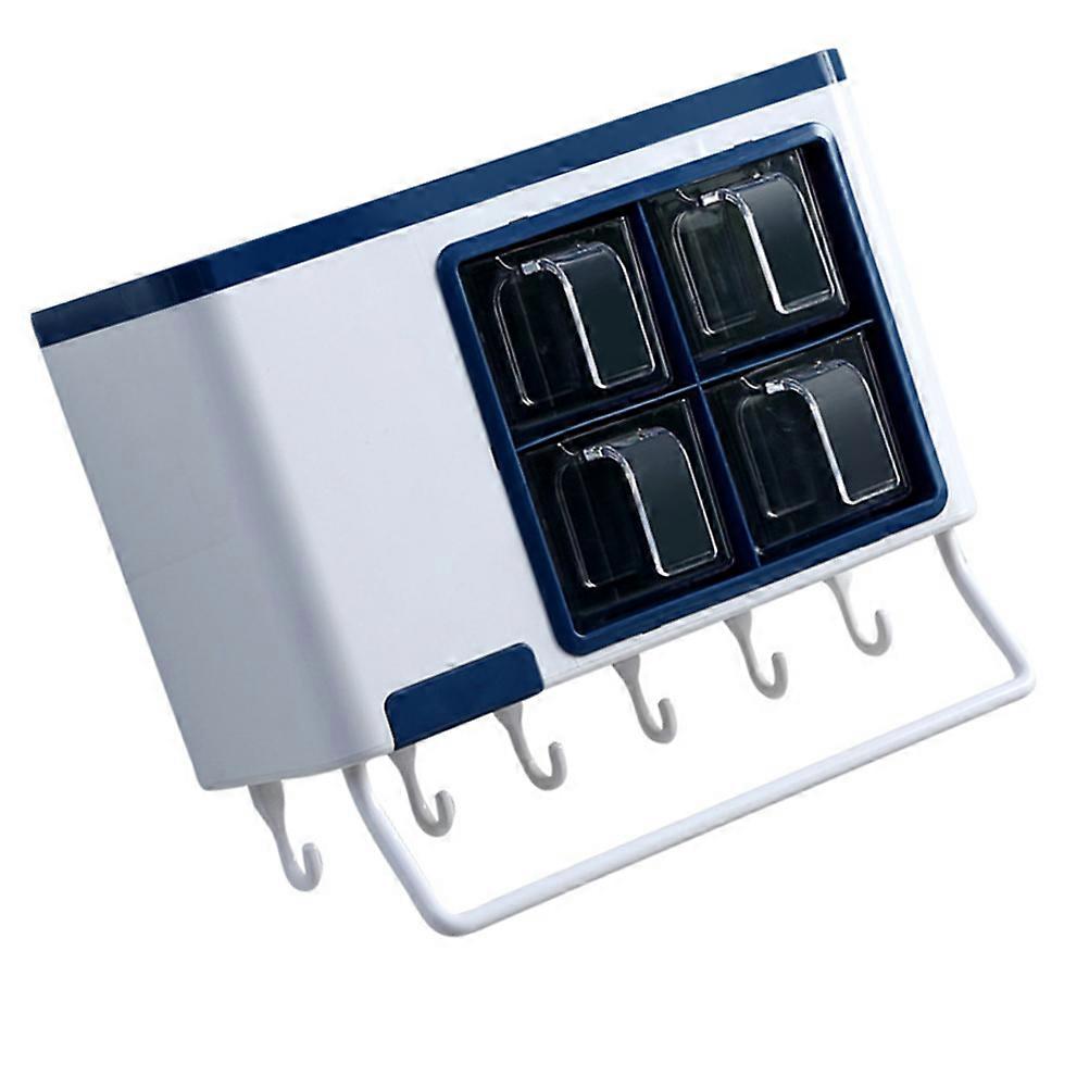 Multifunctional Kitchen Wall Rack Storage Box For Homeowners And Cookers In Blue Color With 30X13.5X20Cm Size And Chopstick Holder Function 1Pcs