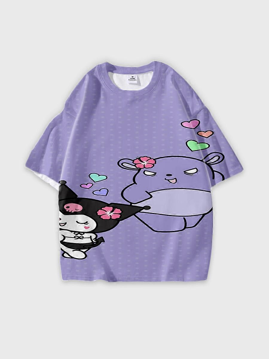 T-shirt round neck Cartoon Pattern loose short sleeve B32