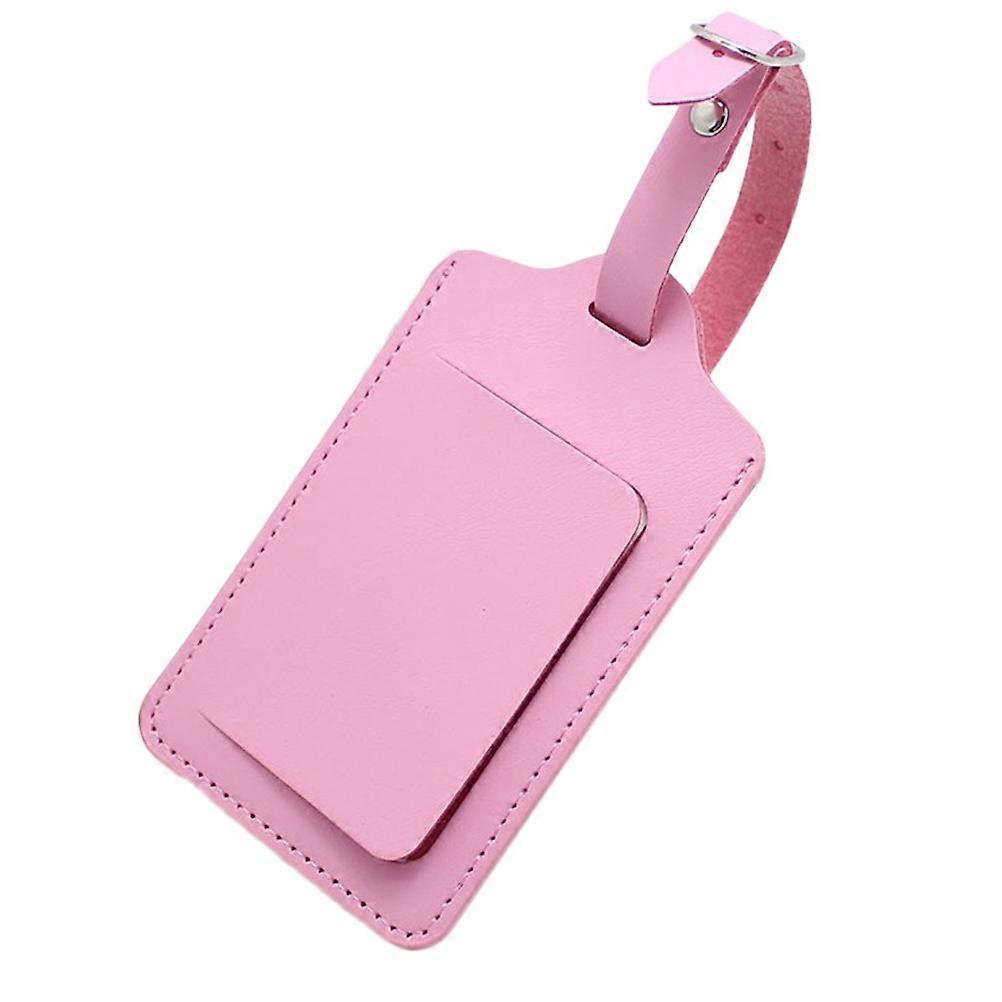 Travel Bag Tag Pink Luggage Bag Tag Identification Rectangular Leather Case for Baggage Suitcase Backpacks 1Set