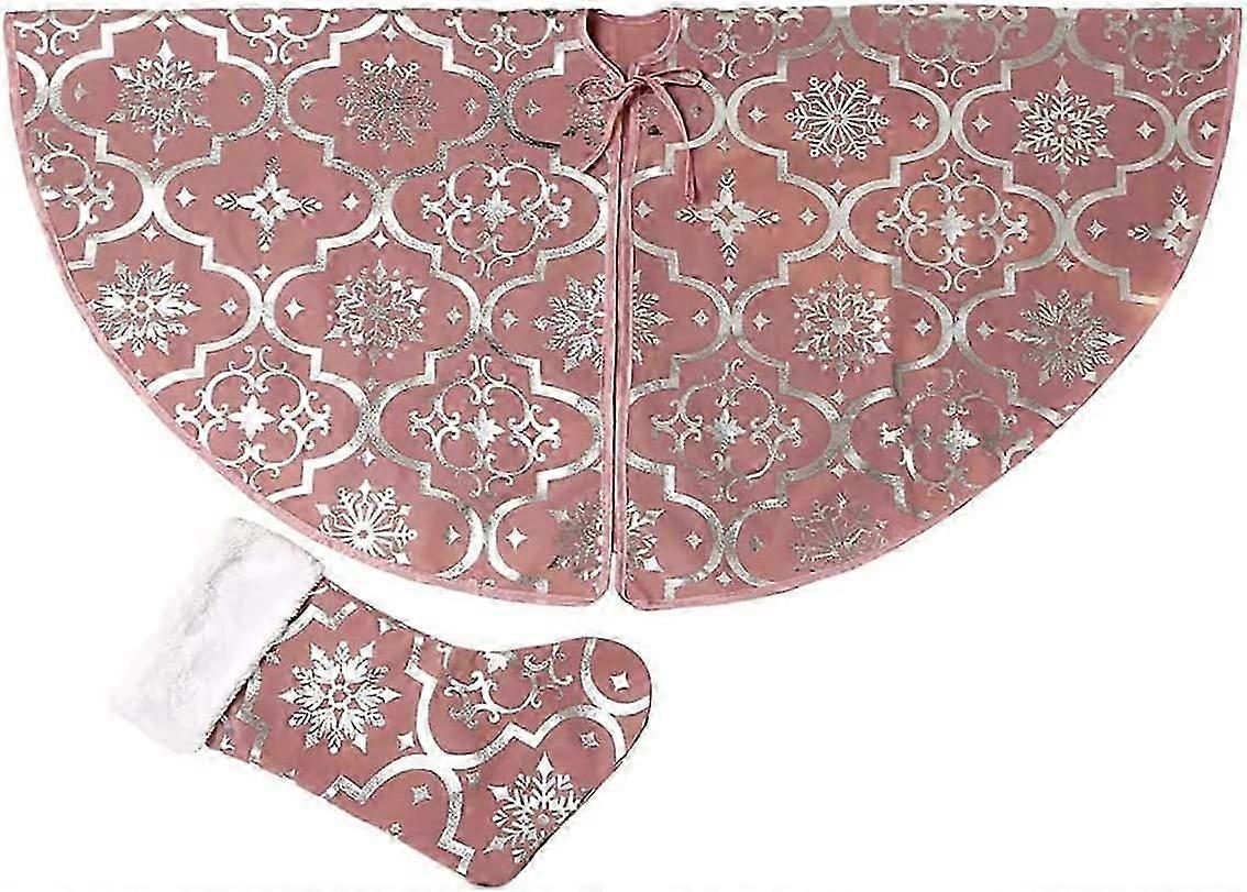 Large Christmas Tree Skirt with Snowy Pattern, Perfect for Festive Tree Decorations