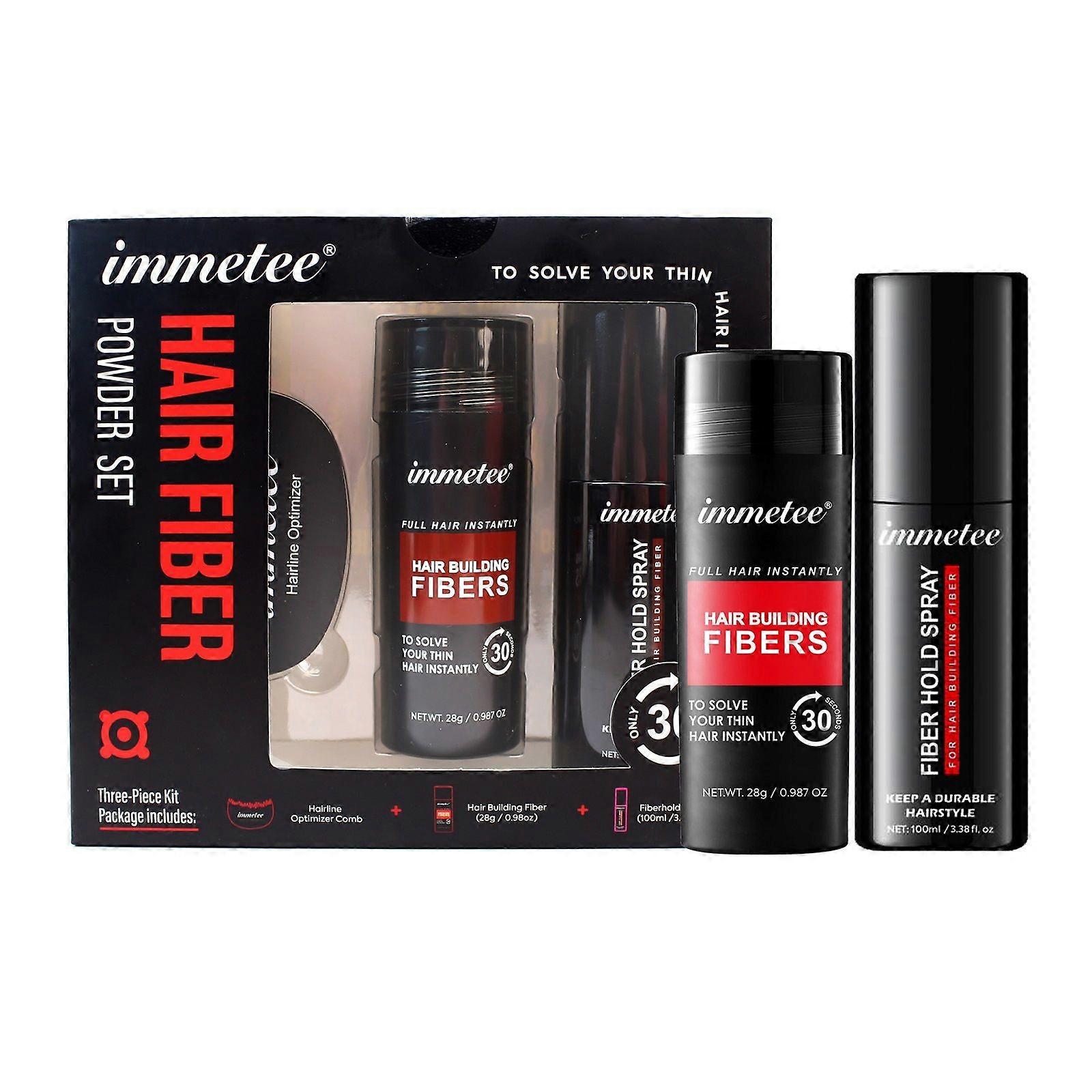 Set de pulbere pentru fibre de păr - Fibre de construcție a părului cu acoperire instantanee pentru femei și bărbați subțiri, cu spray de fixare a fibrelor și pieptene de optimizare a liniei părului