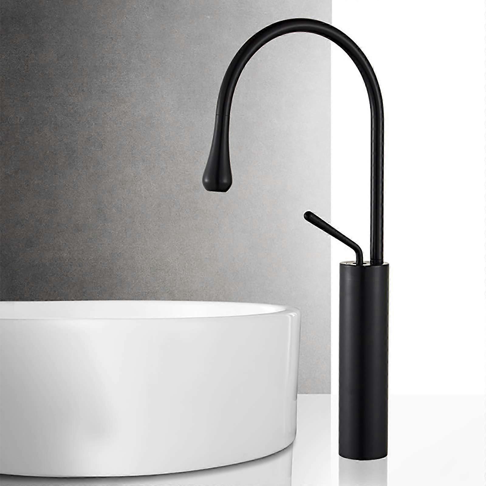 Kitchen Sink Faucet, Single Lever Mixer Tap, 360° Rotating, Water Saving, Black Paint